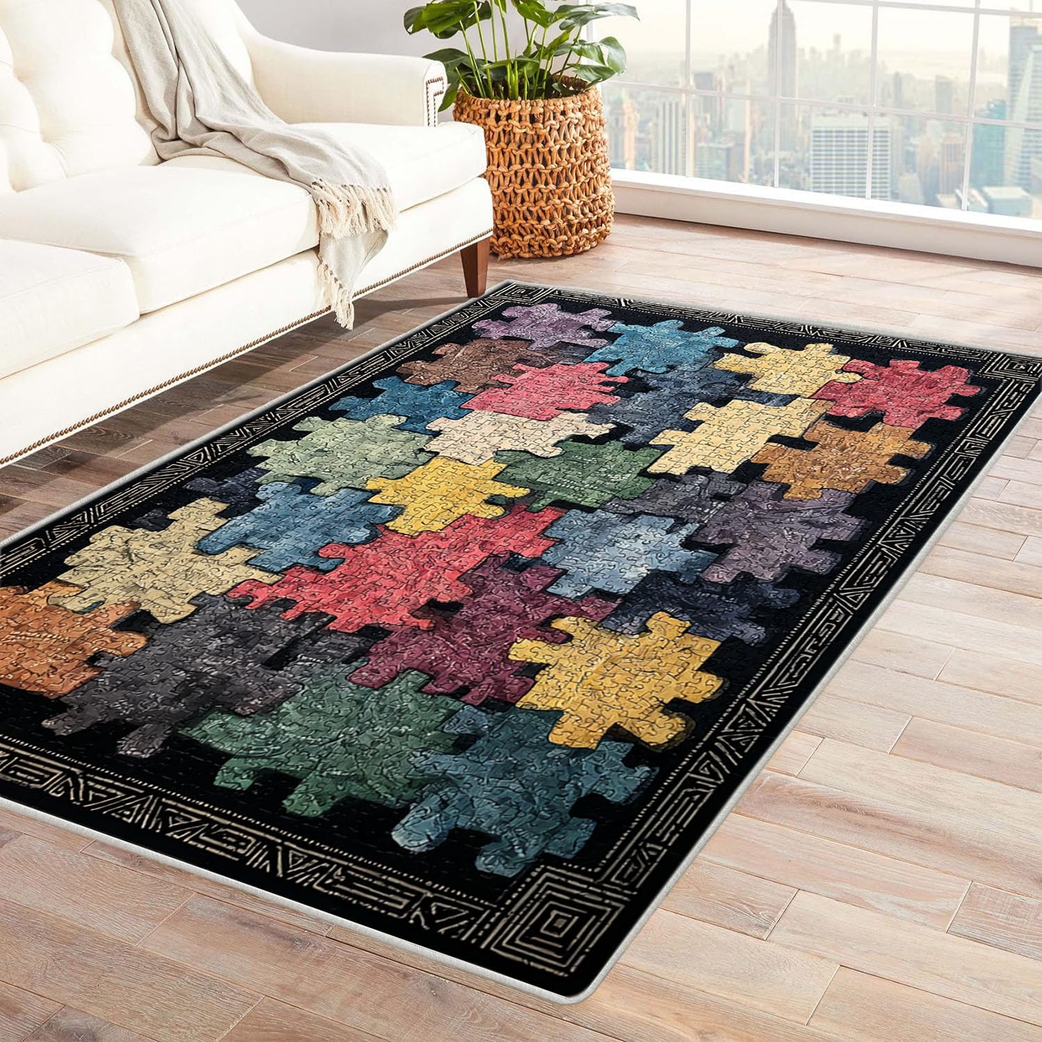 Kolorowy drukowany dywan do salonu kolorowe klocki do salonu, sypialni, biura (wielokolorowy)-180x270cm