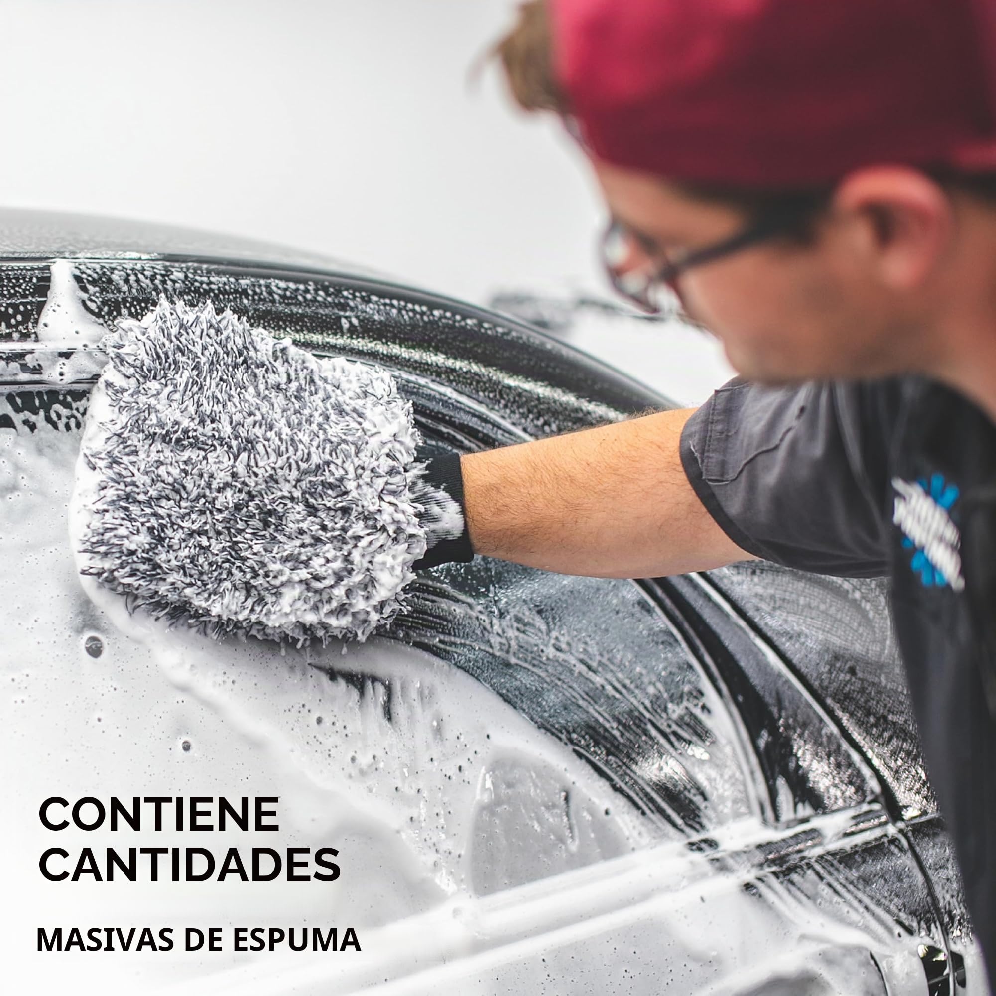 The Rag Company - Cyclone Ultra Wash Mitts - 70/30 'Gauntlet' mezcla de microfibra coreana, acolchado de espuma, sin arañazos, sin pelusas, ideal para lavado sin enjuague, 8 x 9 pulgadas, azul + negro