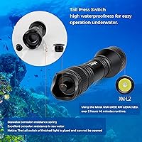 Vista 3 de ORCATORCH D550 Luz de buceo 1000 lúmenes linterna de buceo 3 modos IP68 impermeable luces subacuáticas buceo nocturno antorcha submarina con soporte