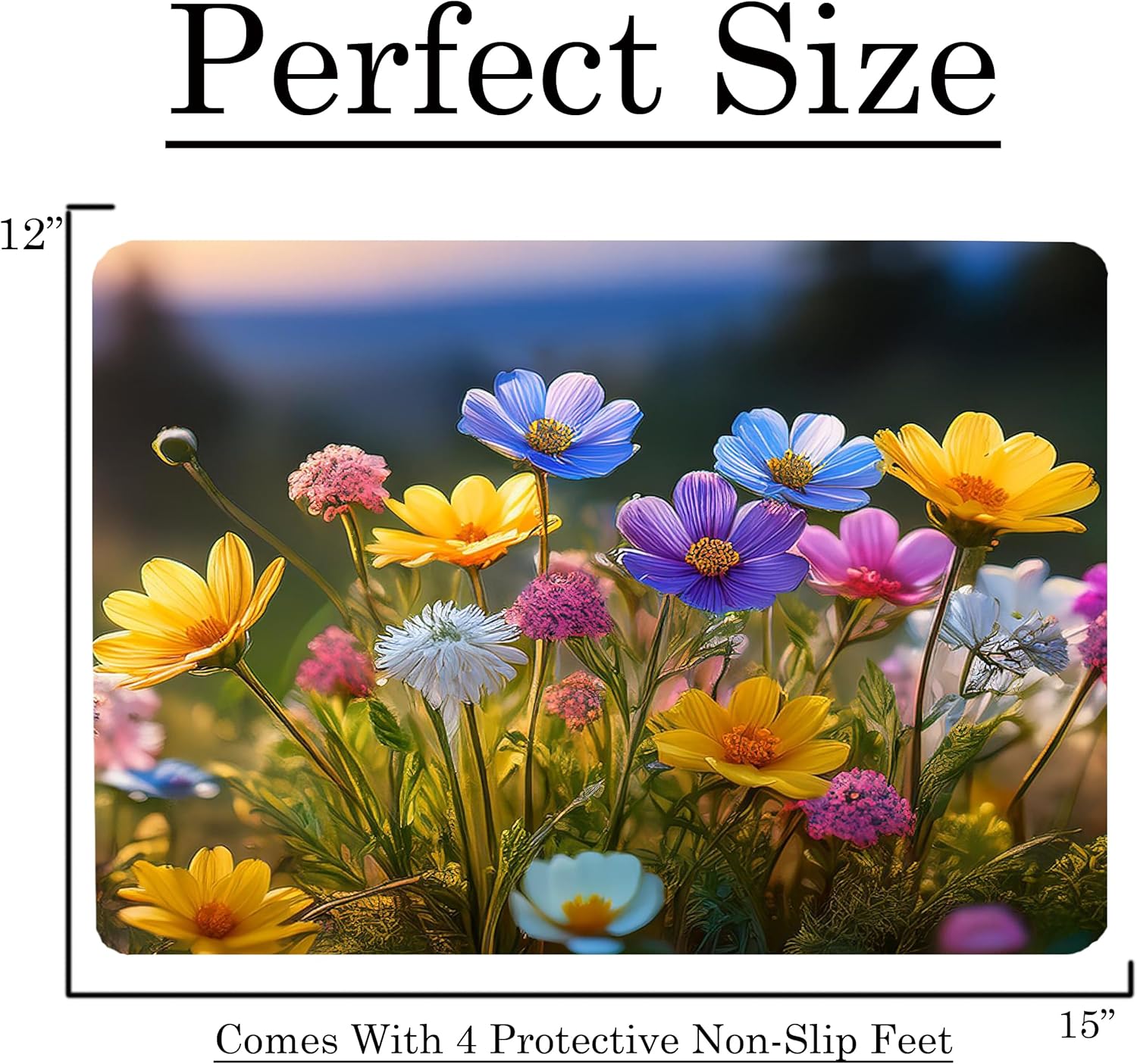 Wildflowers Floral Pattern Flower Love Kitchen Glass Cutting Board Decorative Valentine's Mother's Day Gift For Her Flowers (Wildflowers)