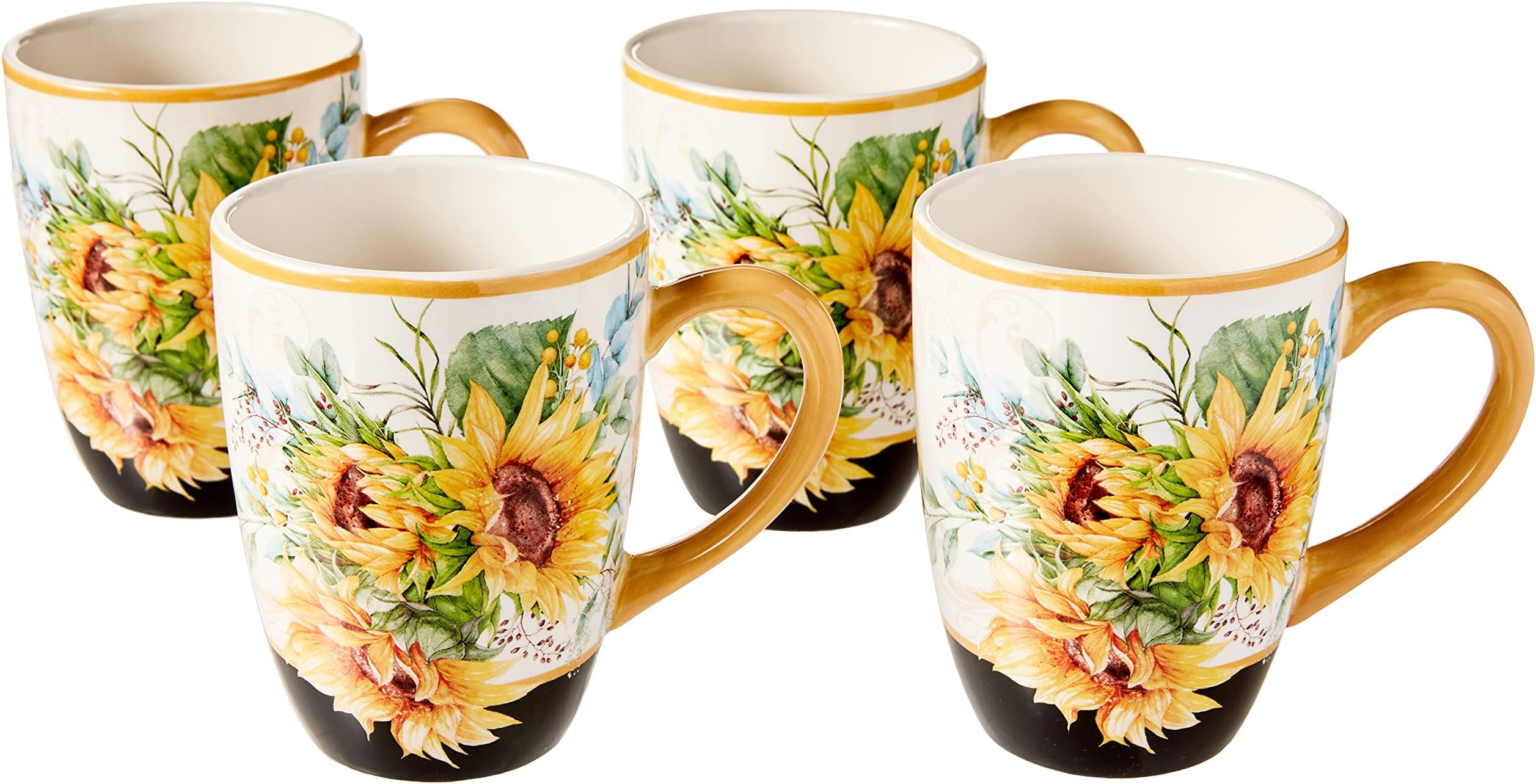 Certified International 28167SET4 Sunflower Fields 18 oz. Mugs, Set of 4, Multi Colored