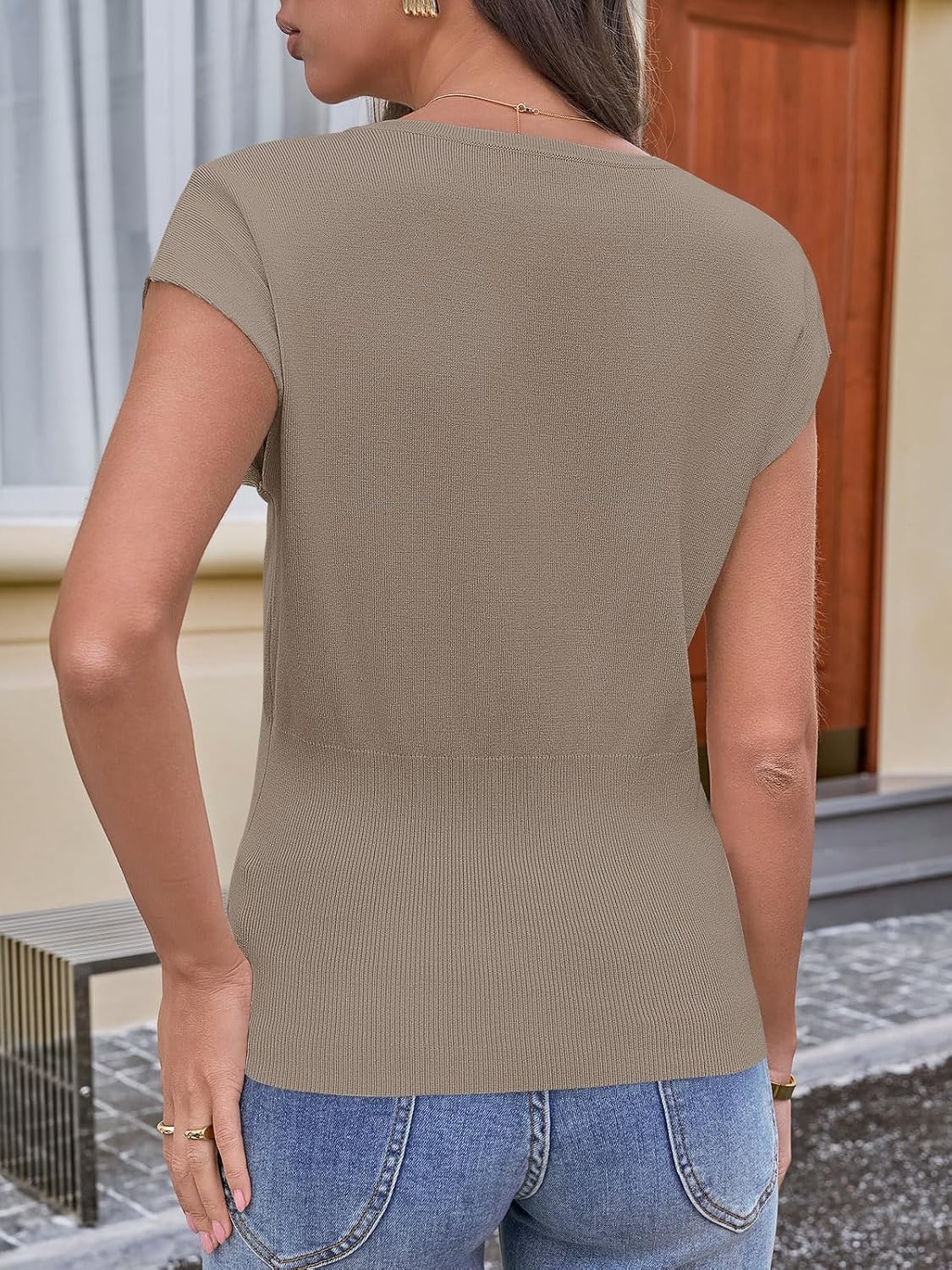 Saodimallsu Womens Button Down Sweater Vest Sleeveless Ribbed V Neck Tank Tops Summer Lightweight Knit Fitted Cardigan