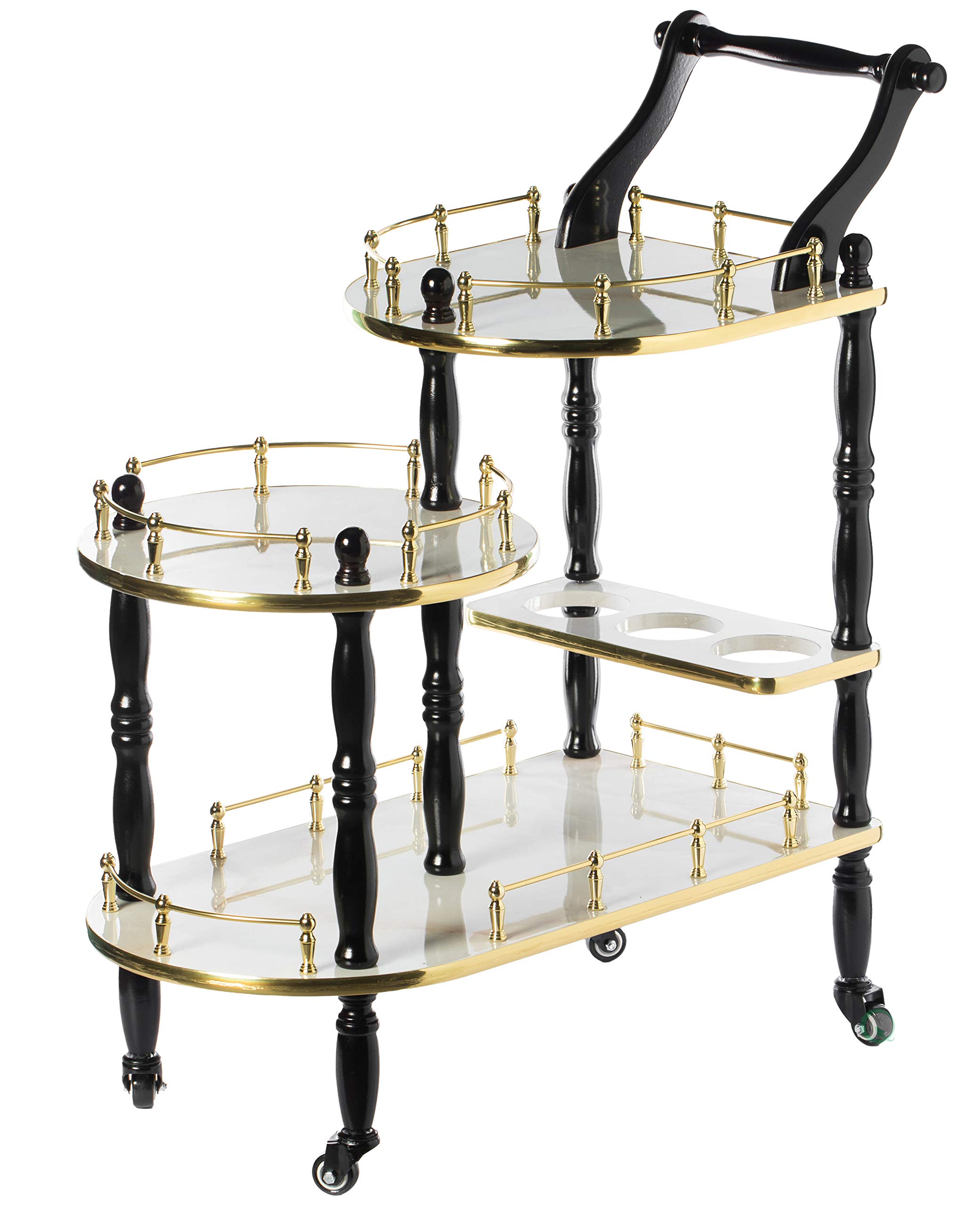 Buy Bold Tones Wood Serving Bar Cart Tea Trolley with 3 Tier Shelves