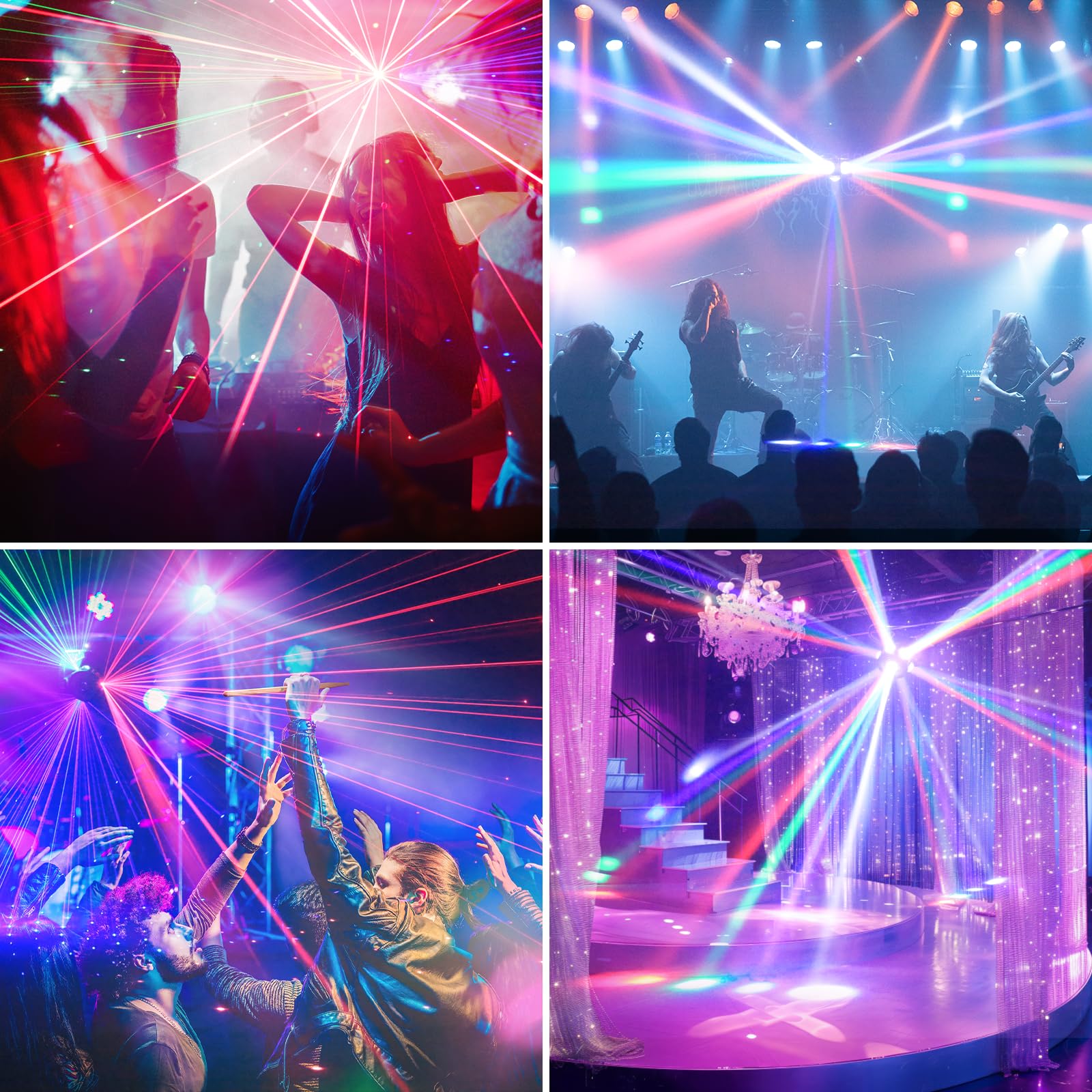 200W Teste Mobili Luci LED RGBW Discoteca Luci 3 assi Rotazione infinita Faretto Moving Head Stroboscopica per Natale Spettacolo Bar Club Festa Palcoscenico