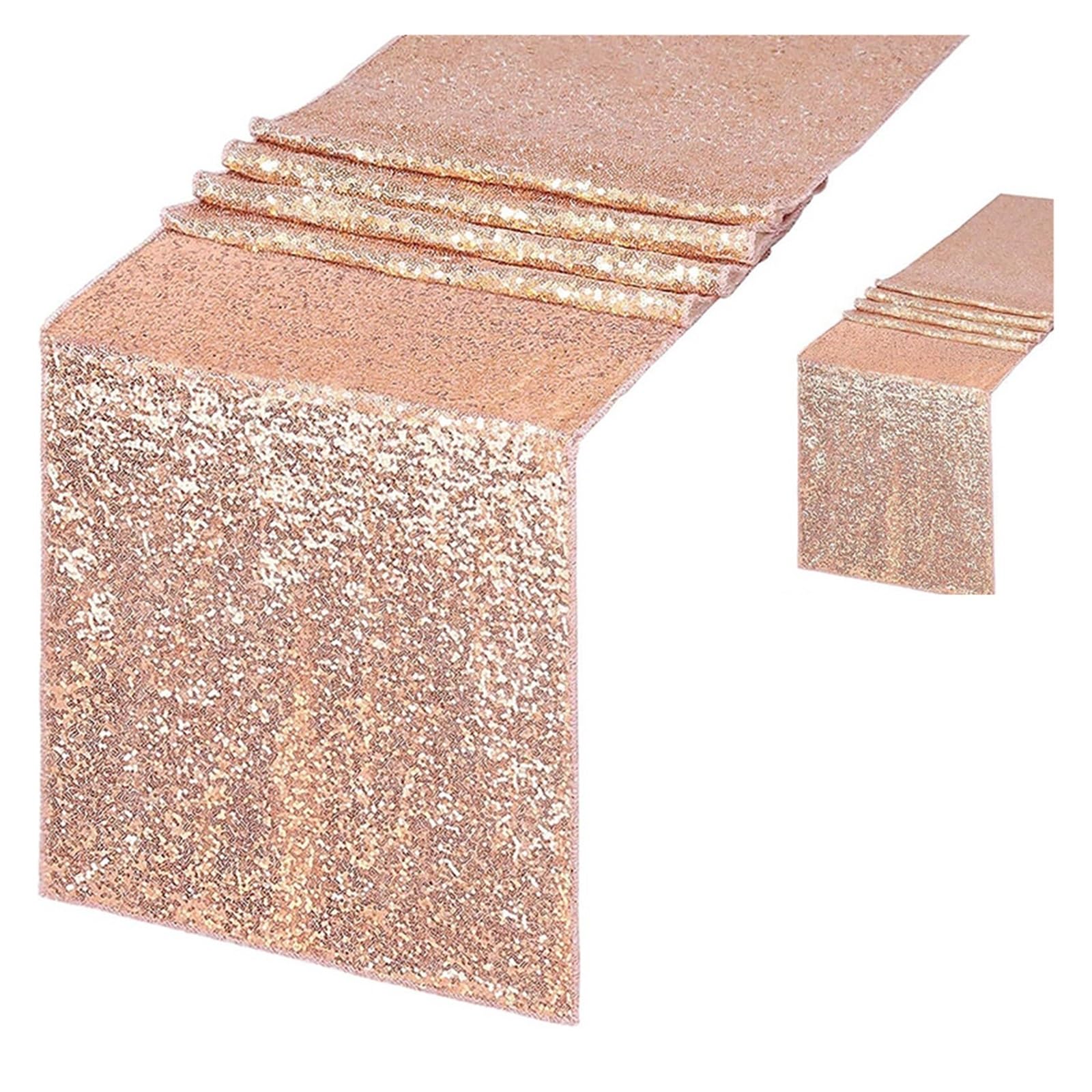 Disco Table Runner Glitter Sequin Table Runner Wedding Dining Decorations For Shower Girl Birthday Party Sparkling(Rose gold,30x120cm)