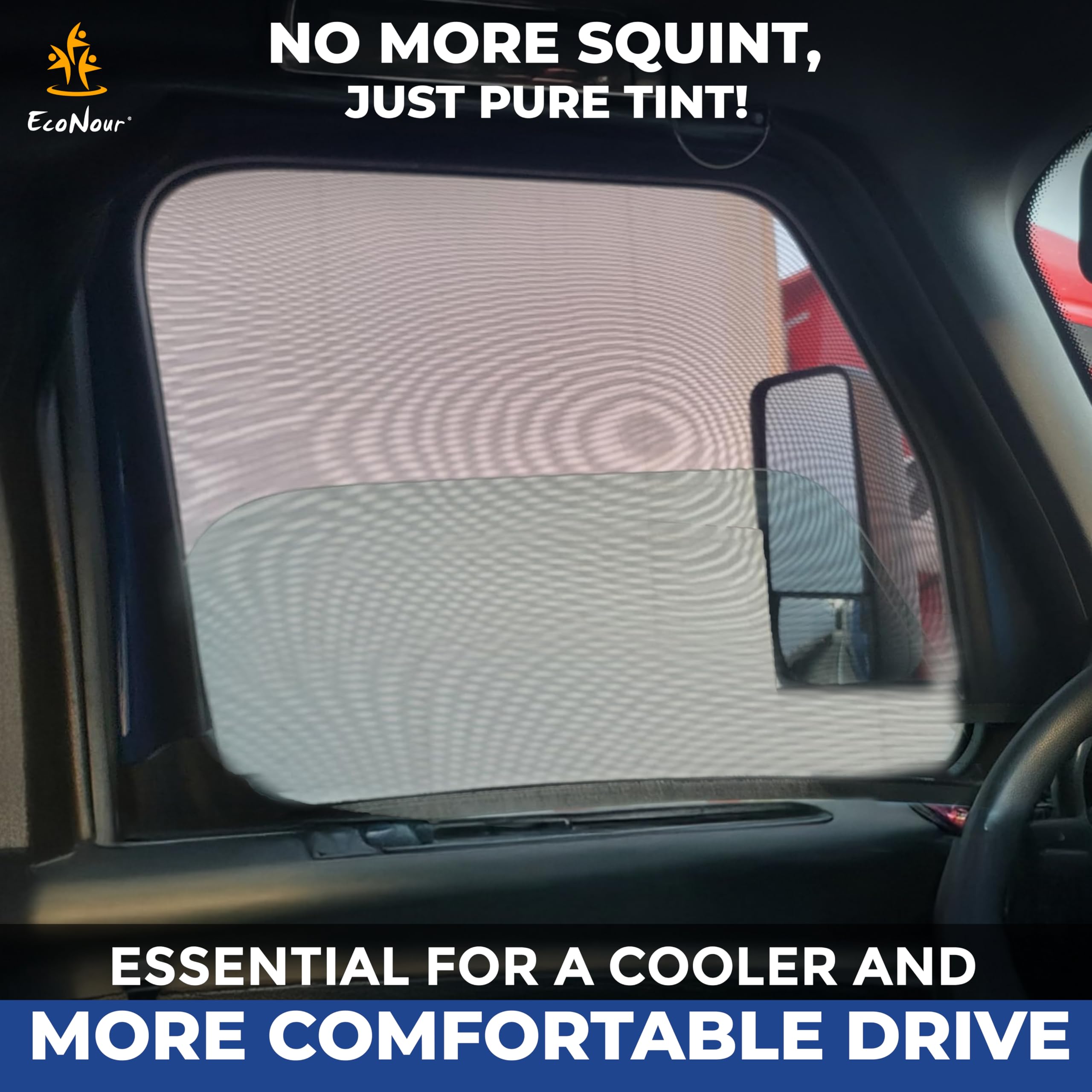 Photo 1 of EcoNour Truck 2-Pack Side Window Shade | Stretchable & Breathable Mesh Privacy Blackout Sunshade for Semi Truck - Kenworth T680 / Peterbilt 589, Peterbilt 579 (XXXL 30" x 48")