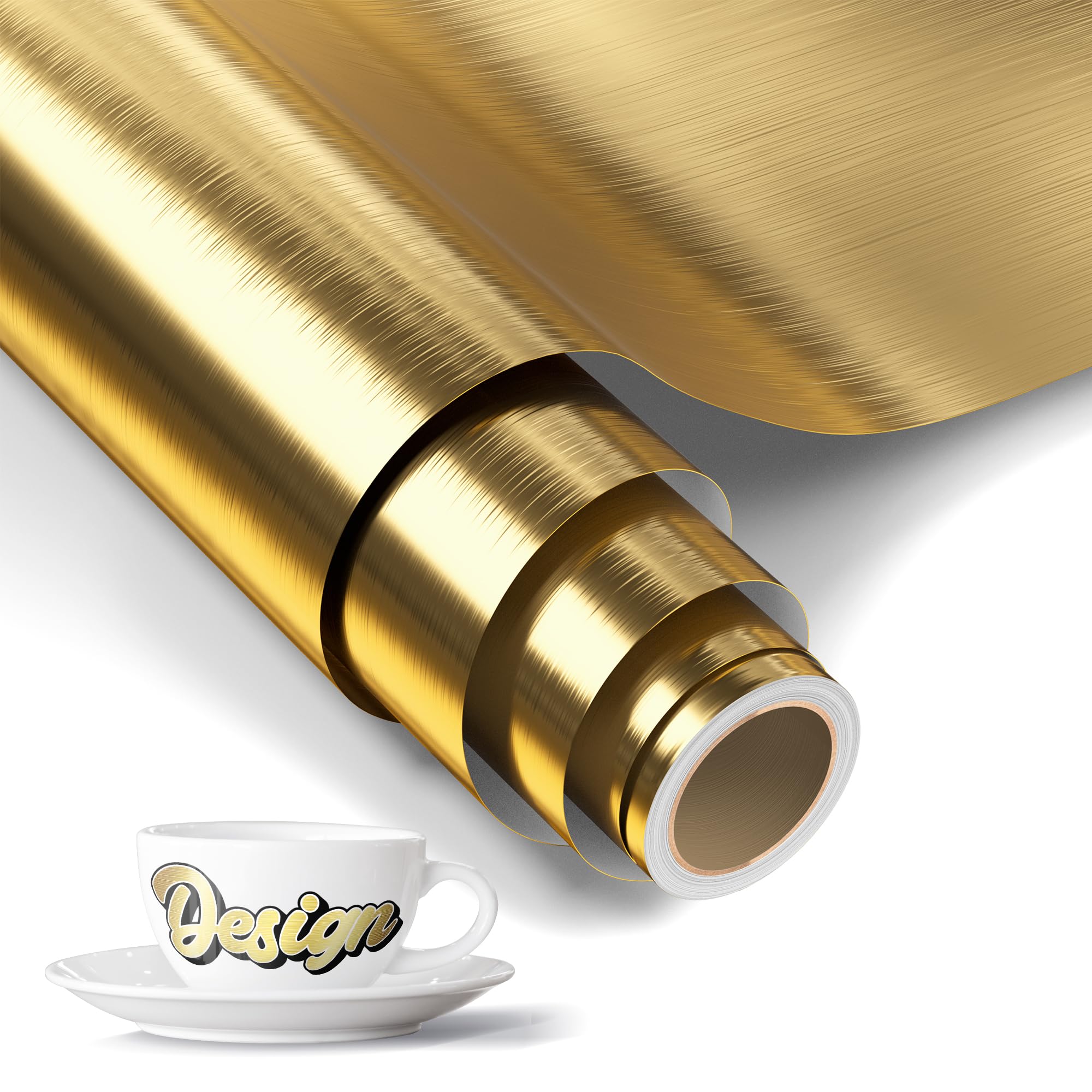 LIKCUT Permanent Vinyl 12" x 6ft, Brushed Gold Adhesive Vinyl Roll for Cricut & Silhouette Cameo Cutting Machine, Ideal for Brithday & Party Home Decor, DIY Mug & Ceramic