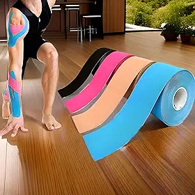 Kit 2 Bandagem Elástica Premium Adesiva, 5m, Suporte Muscular, Alívio De Dores, Fisioterapia E Reabilitação, Kinesio, Marca VARENZIA