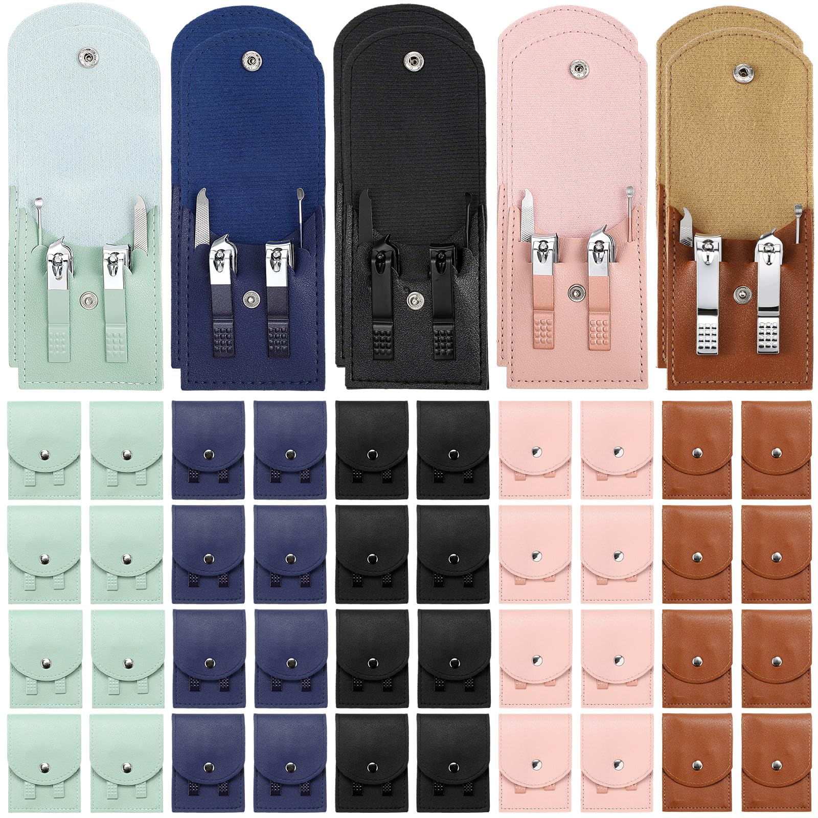 Geosar Juego de 50 piezas de manicura de viaje, cortaúñas, pedicura, herramientas profesionales para el cuidado de las uñas, de acero inoxidable, con estuche de viaje portátil, regalos para la familia