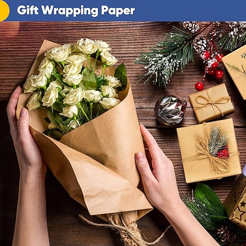 Vanhench Papel de regalo de 15 x 450 pulgadas y 17.8 x 1200 pulgadas, rollo de papel de regalo, papel para manualidades, rollo de papel kraft, papel