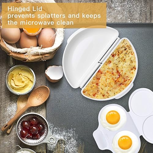 Miniatura 6 de Easy Egg Breakfast Set Akamino - Molde para microondas y cazador escalfador de huevos, sin BPA, fácil de usar y antiadherente, utensilios de cocina
