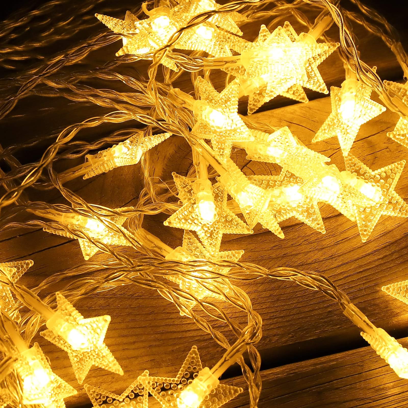 AceList Gzero - Guirnalda de 40 luces LED originales de luna Mini Star para patio, jardín, jardín, vacaciones, hogar, boda, fiesta del día de la madre y decoración navideña (luz blanca cálida)