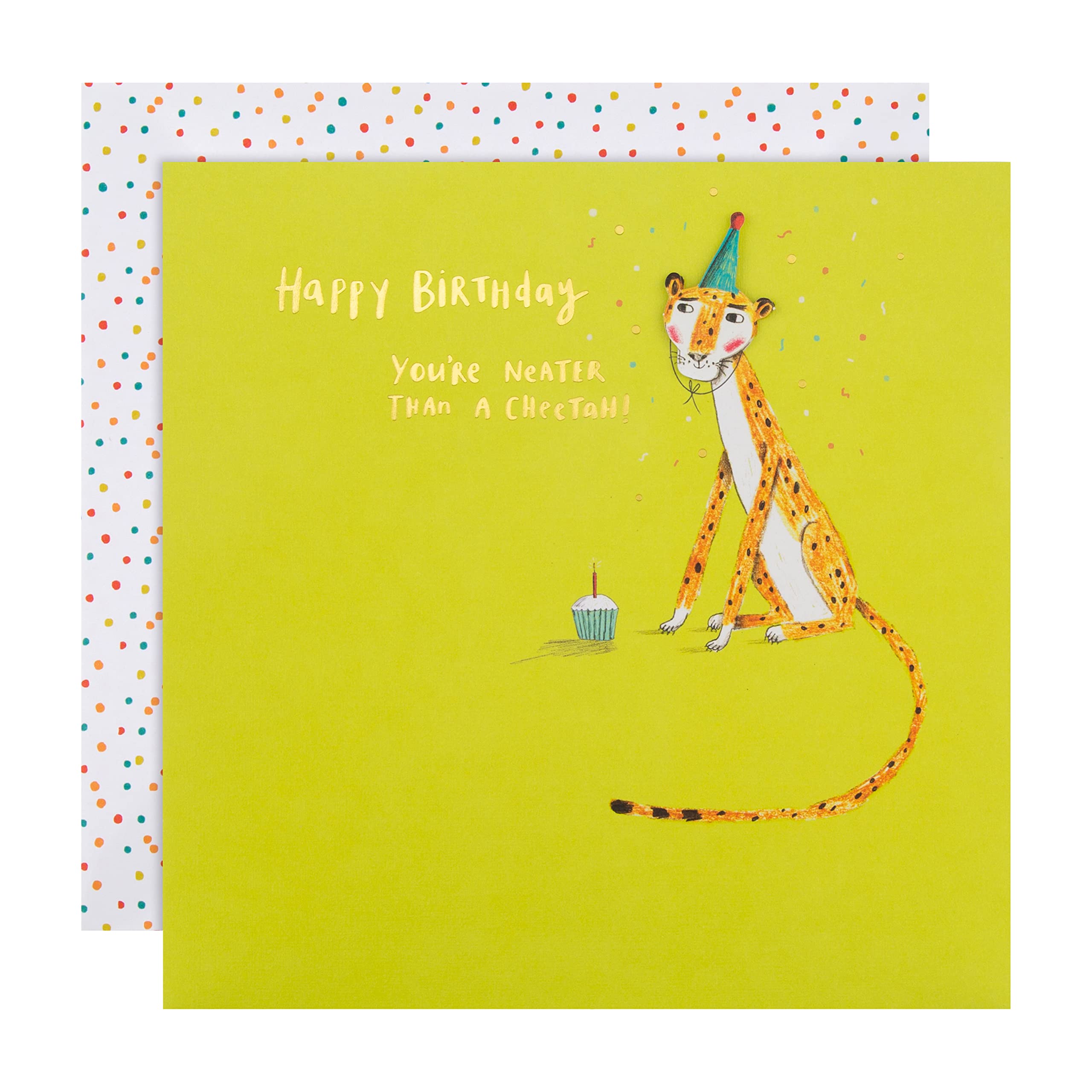 Hallmark Birthday Card - Contemporary Illustrated Cheetah Design