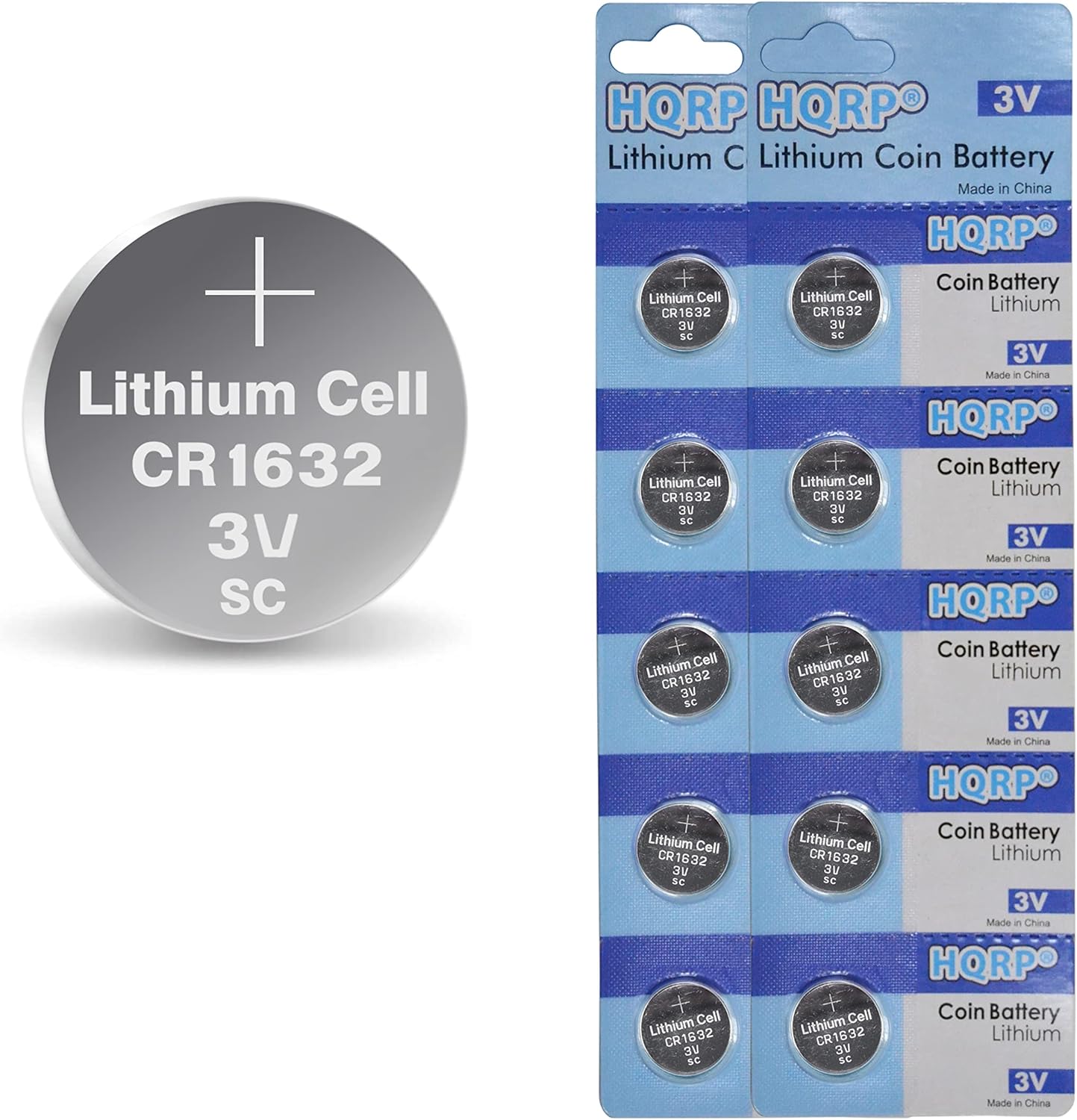 HQRP 10Pack Battery Compatible with CR1632 BR1632 DL1632