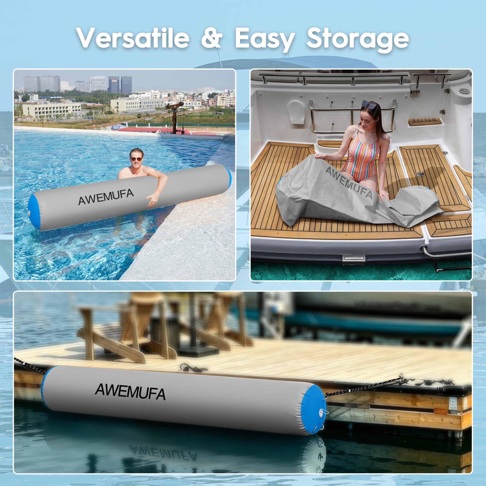 AWEMUFA 10ft Heavy Duty Inflatable Boat Fender Gallery Image