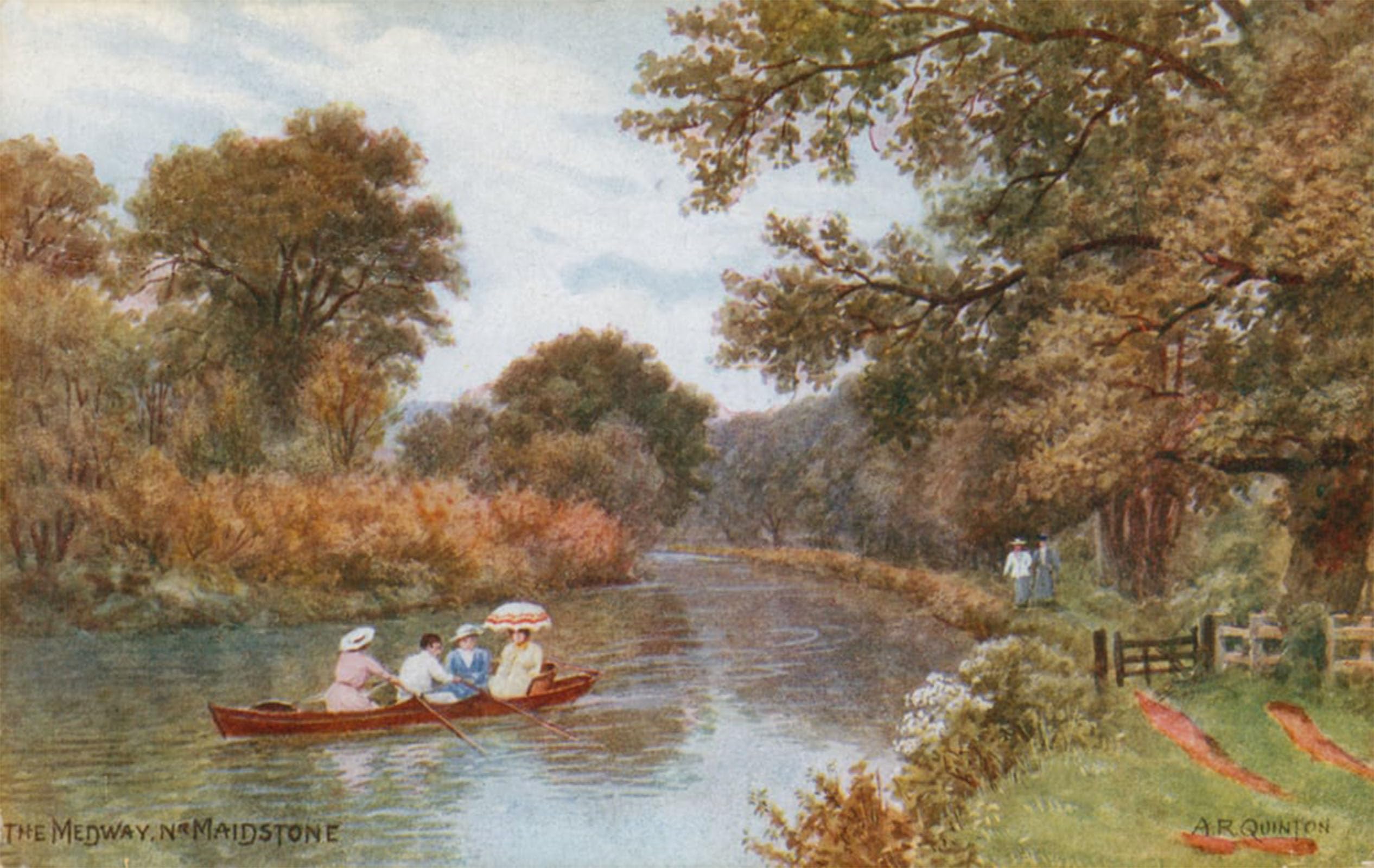 Pintura mural vintage del río Medway para decoración de pared de salón 5
