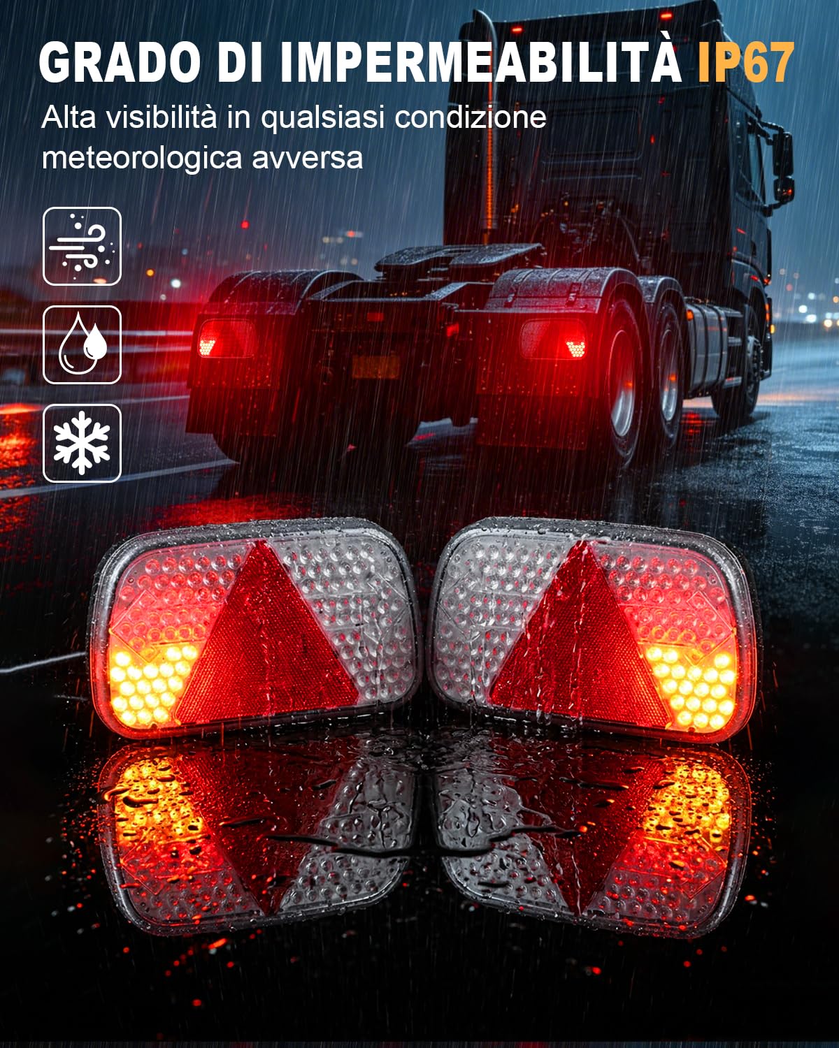 Dinfu Set di fanali posteriori a LED per rimorchio, spina a 13 pin, illuminazione per rimorchio, omologazione E, con cavo da 5 m, per rimorchi, camper, furgoni, auto, camion, roulotte