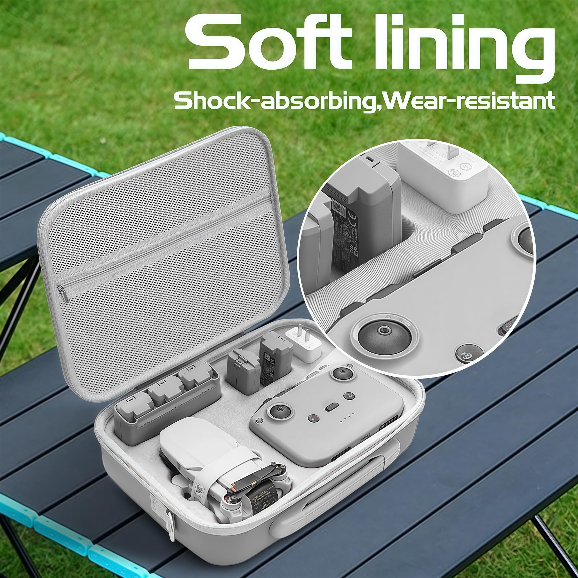 O'woda Custodia per DJI Mini 4K/ Mini2/ 2 SE, Borsa Rigida Viaggio Protettiva Grande Capacità Borse Impermeabile per DJI Mini 4K/ Mini2/ 2 SE Droni Accessori - Grigio