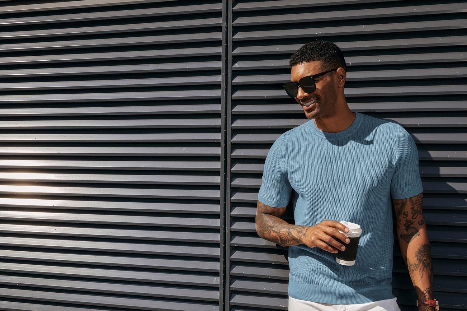 PJ PAUL JONES Mens T-Shirts Crew Neck Waffle Knit Shirt Short Sleeve Tee Shirts Fashion Casual Pullover Tops - Image 6