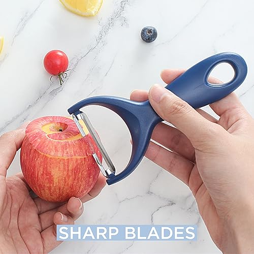 Miniatura 3 de Social Chef - Juego de 2 peladores de verduras con hoja de acero inoxidable, pelador en Y y pelador giratorio para pelar papas, verduras y frutas