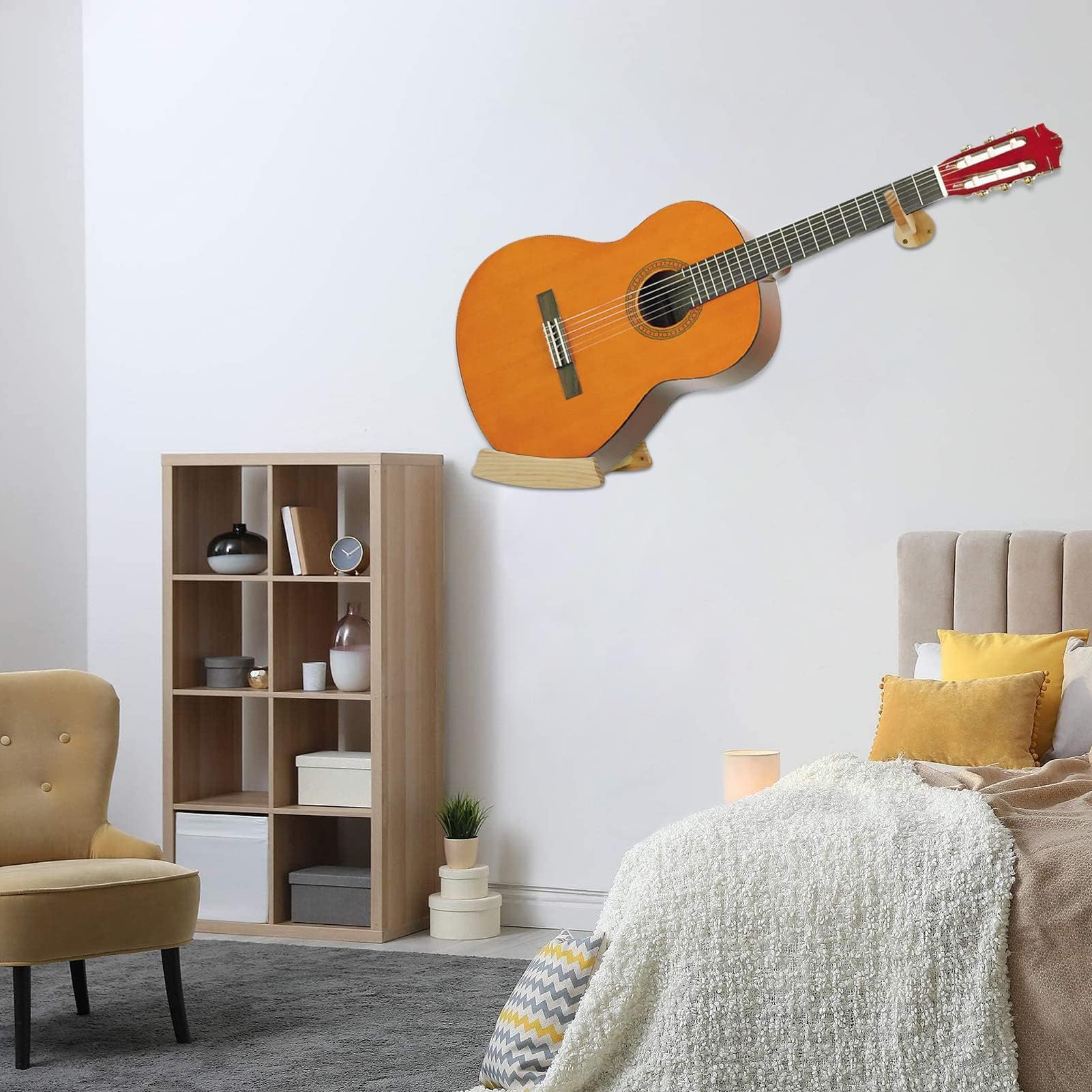 TTCR-II Yumzeco Soporte de Pared para Guitarra, Gancho para Colgar Guitarra Acústica Clásica, Percha de Pared Acolchados, Colgador pared Horizontal la Banjo, Mandolina