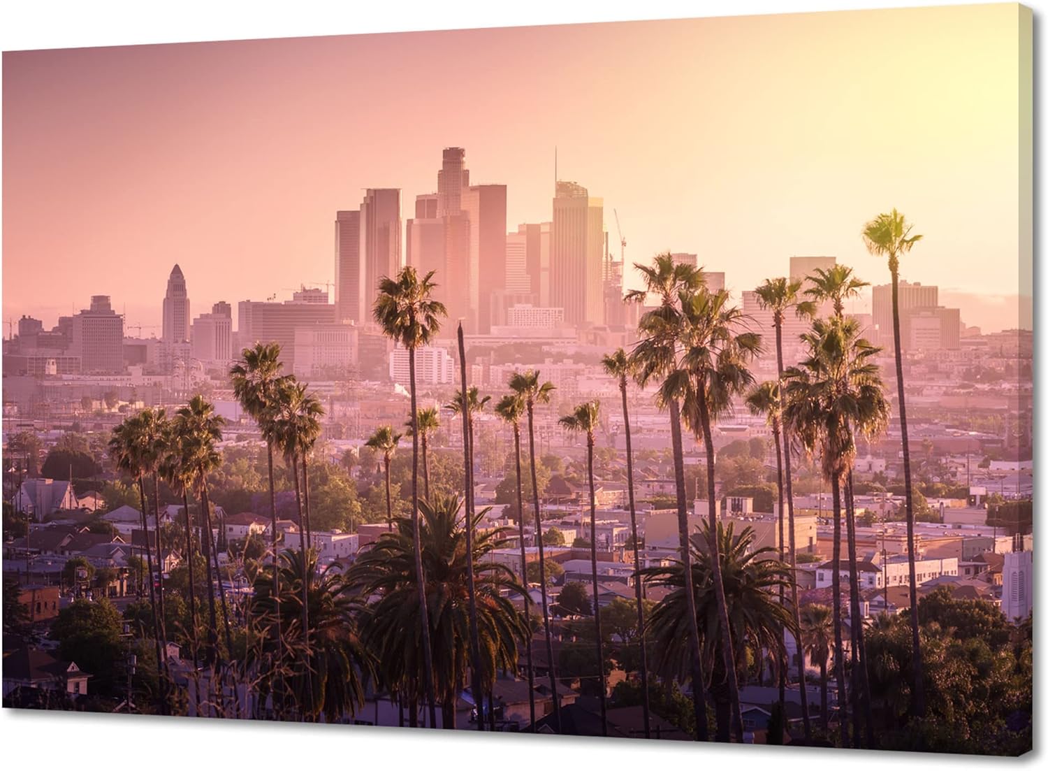 uoppoum Los Angeles Skyline Wall Art, California City Wall Decor Canvas Printing