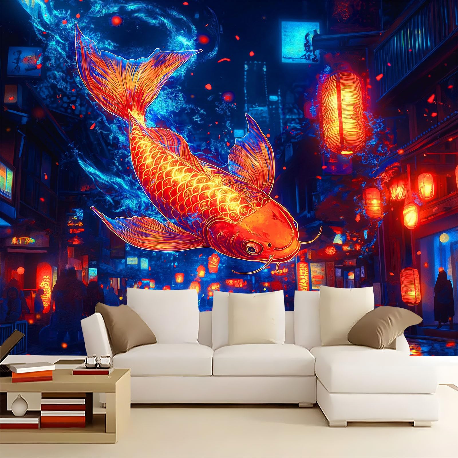 Tapeta mural do salonu miasto scena nocna karp 300 x 210 cm plakat fototapeta fototapeta z włókniny, nowoczesna sypialnia pokój dziecięcy tło dekoracja telewizora