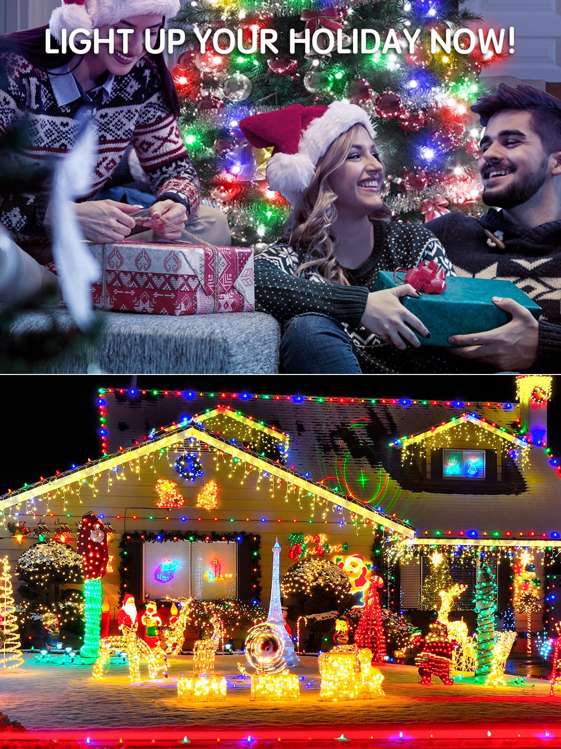 100M Lichterkette außen, 100 LED Lichterkette Weihnachtsbeleuchtung | Warmweiß/Bunt, mit Fernbedienung, 11 Modi, IP65 wasserdicht, Weihnachtsbaum aussen innen für Garten Balkon Hochzeit