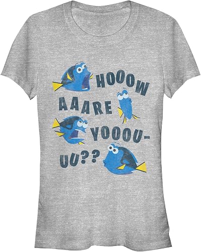Junior's Finding Dory Whale How are You T-Shirt - Athletic Heather - X Lar