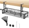 Cinati Cable Management Tray for Desk No Drilling Cable Tray with Clamp for Desk Cable Management Desk Cable Management Box for Office Home No Damage to the Desk