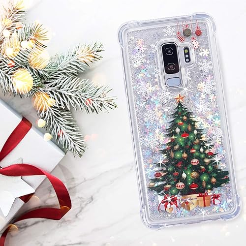Miniatura 7 de Funda para Galaxy S9 Plus, Galaxy S9 Plus Chrismas Glitter Case Bling Sparkle Flotante Líquido Suave TPU Cojín de Lujo Moda Femenina Mujer Linda