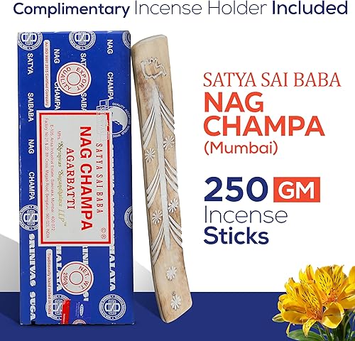 Miniatura 2 de Satya Sai Baba Nagchampa Insence - Paquete de 8.82 oz con soporte para varillas de incienso Raajsee, Insense Sticks Nag Champa Agarbatti