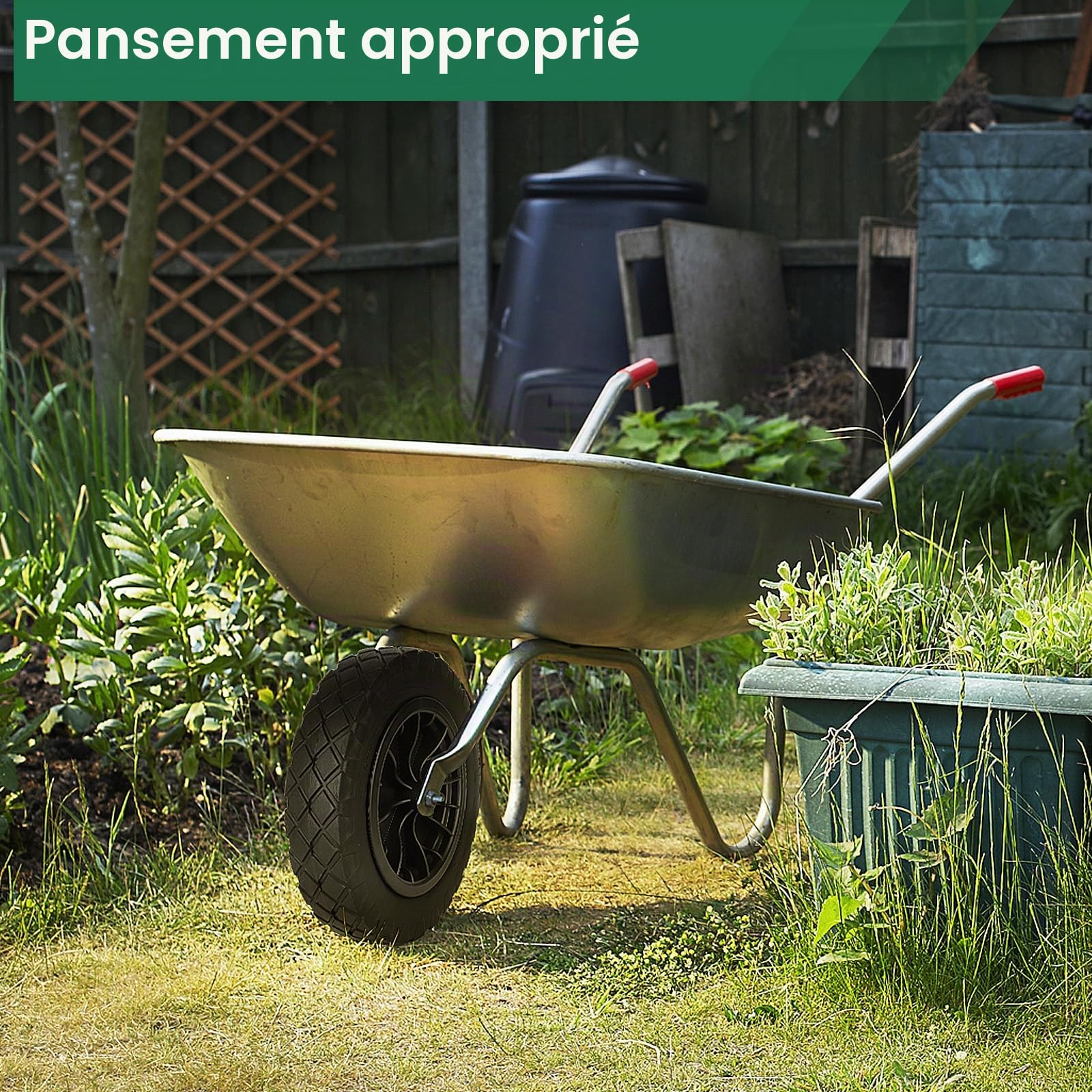 Trintion Roue de brouette de 14 pouces 3,50-8 en polyuréthane anti-crevaison - Pneu de rechange robuste en caoutchouc pour chariot de jardin, brouette, kart, remorque, camion, roulement à billes non