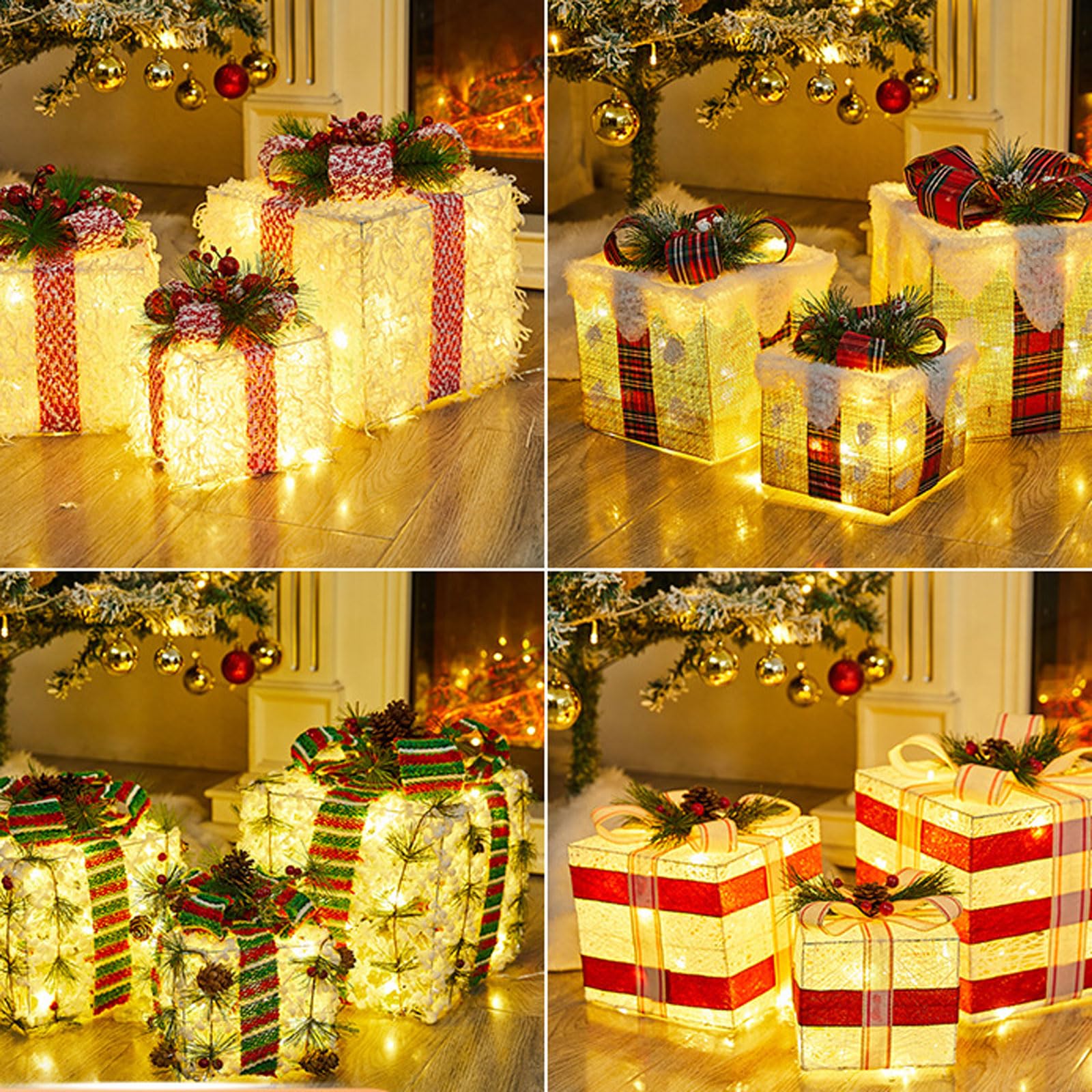 Cajas navideñas iluminadas, decoración LED para cajas de regalo, ideales p