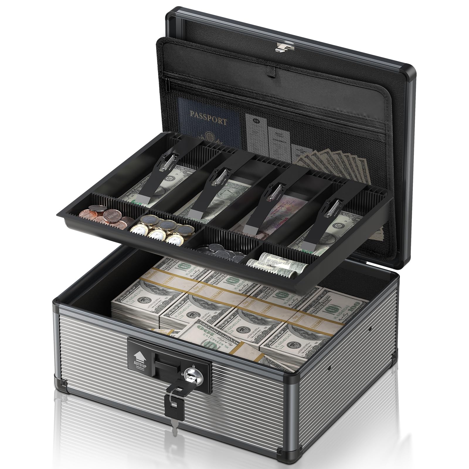 Lockbako Cash Box with Money Tray (X-Large)