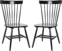 SAFAVIEH Parker Farmhouse Black Windsor Spindle Solid Wood Dining Chairs Set of 2 - Timeless Americana Style