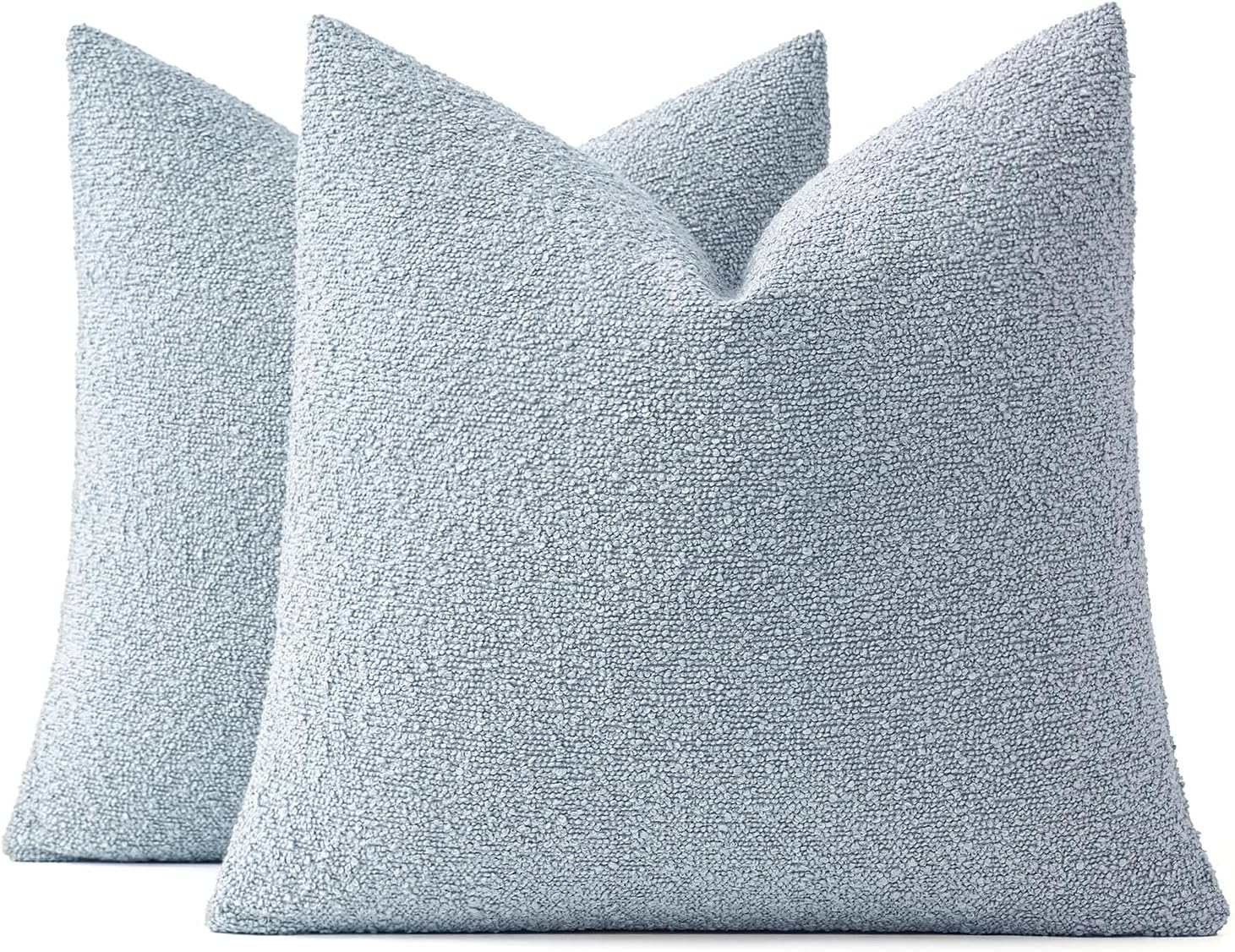 MIULEE 20x20 Inch Decorative Pillow Covers for Couch Bed Set of 2 Textured Boucle Neutral Throw Pillow Covers Light Blue Accent Solid Pillowcases Sofa Living Room Home Decor