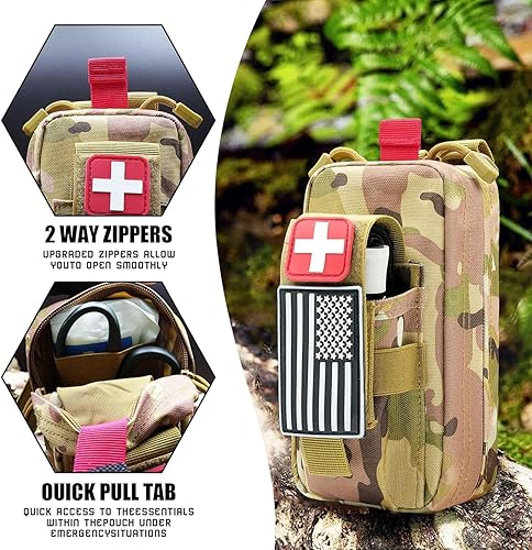 Miniatura 26 de Ifak Kit de trauma, kit de trauma médico Ifak, kit de primeros auxilios táctico Molle de primeros auxilios de emergencia, suministros de repuesto