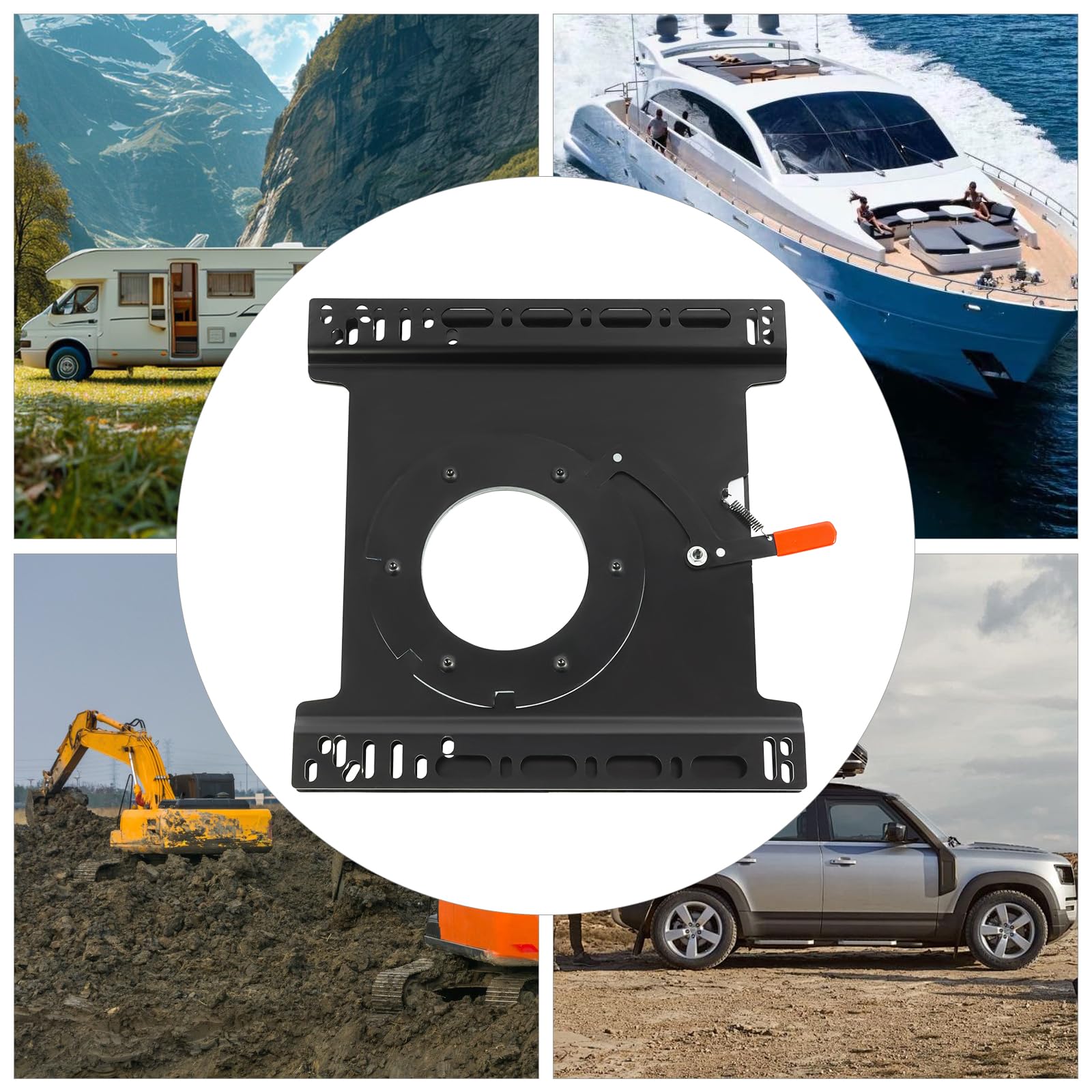 Base de siège pivotante, base pivotante pour siège lourd, plaque en acier à 360 °, charge de base de siège de voiture, base d'entraînement principal pour camping-car, bateau, bus