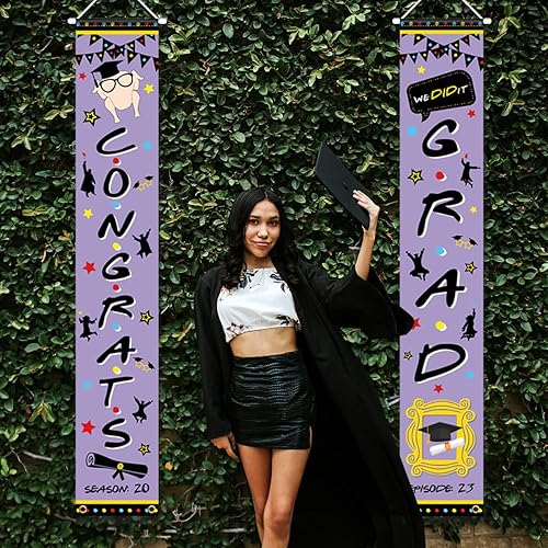 Miniatura 4 de Decoración de fiesta de graduación de amigos 2 carteles de bienvenida para puerta delantera de amigos 2023 para suministros de graduación de clase