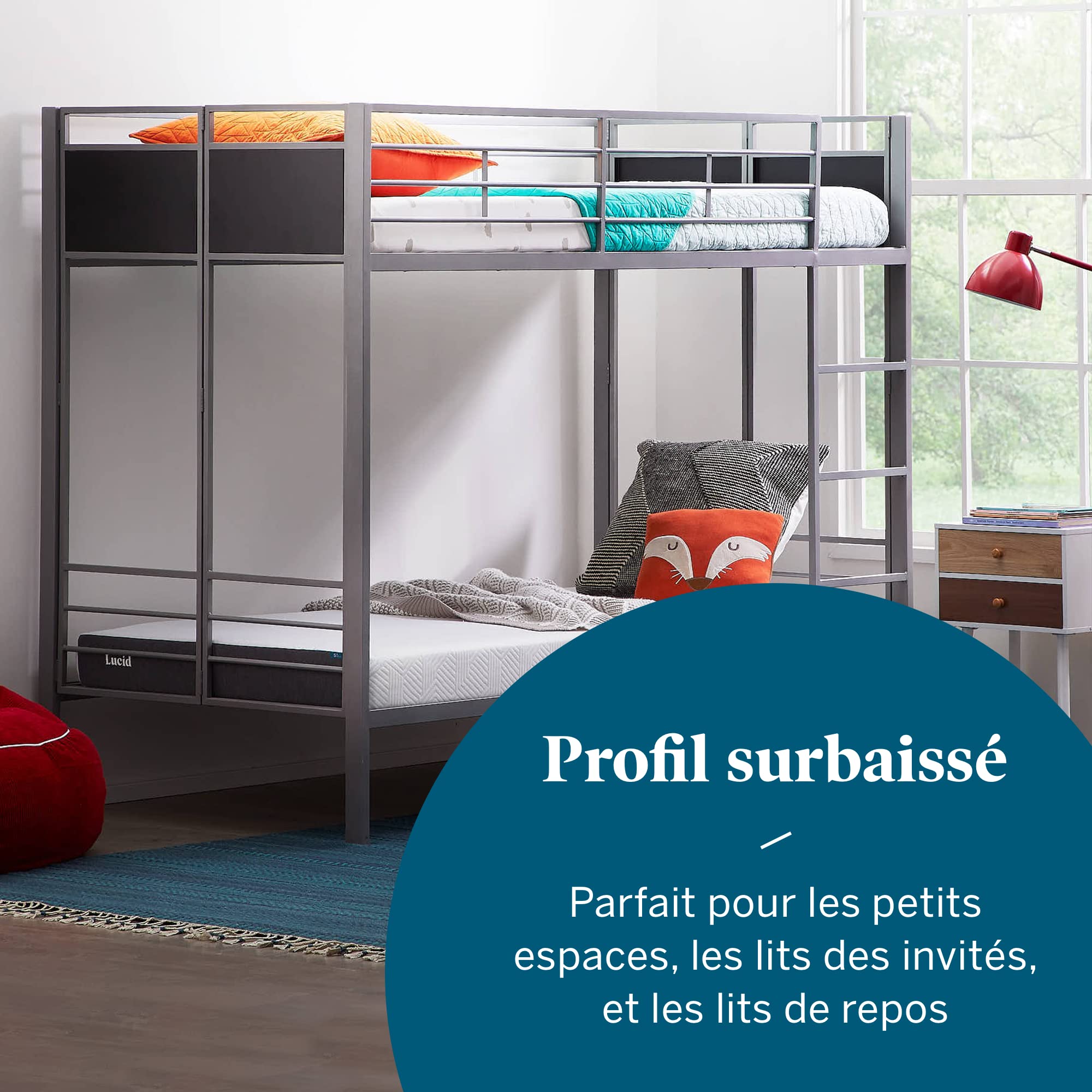 Lucid, Surmatelas en mousse à mémoire de forme charbon de bambou 5 cm Lucid, Surmatelas en mousse à mémoire de forme charbon de bambou 5 cm