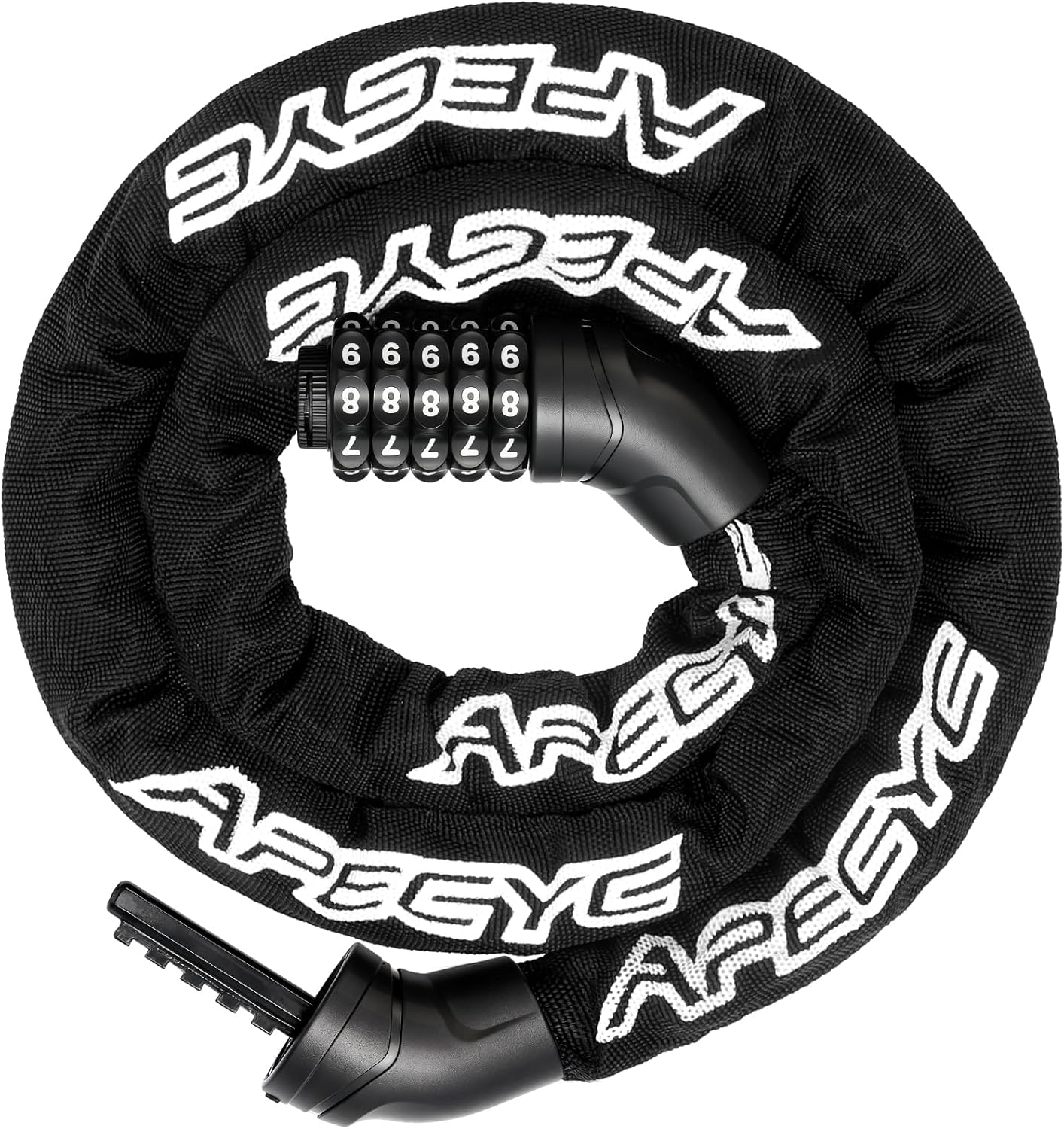 Heavy Duty Bike Chain Lock – 5 Digit Combination Anti-Theft Bicycle Lock, 3FT/4FT/5FT Hardened Steel Square Links for E-Bike, Motorcycle, Scooter, Gate