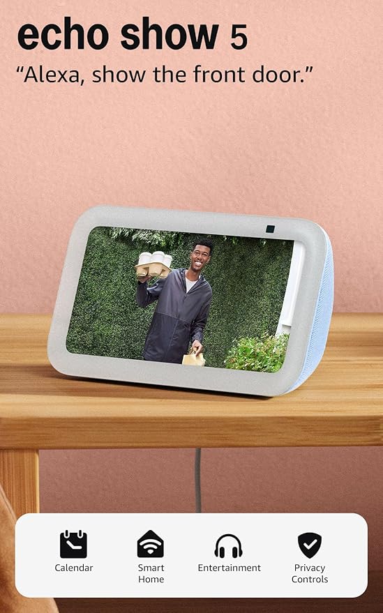 Amazon Echo Show 5 (newest model), Smart display with Alexa+ Early Access, 2x the bass and clearer sound, Cloud Blue