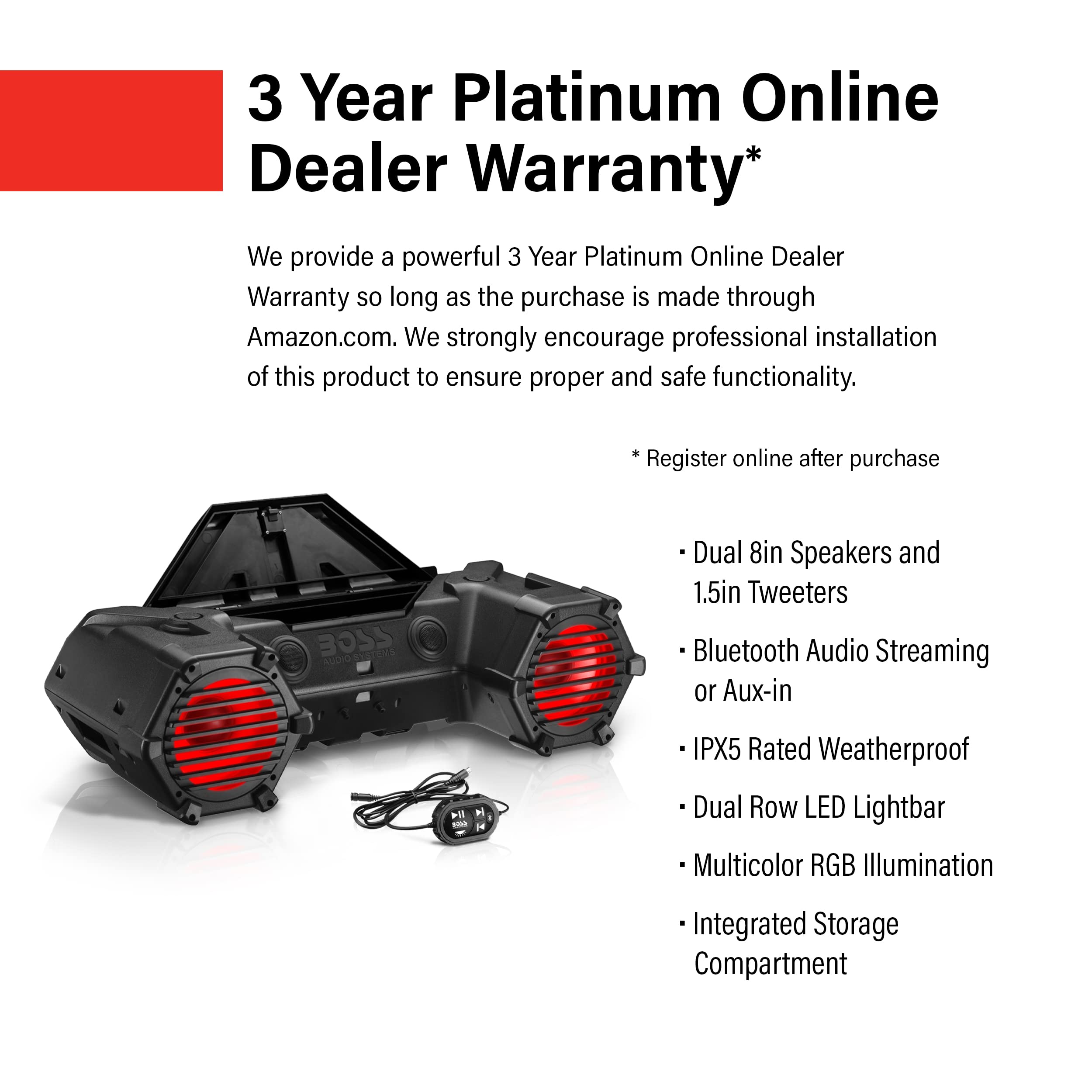 BOSS Audio Systems ATV95LRGB UTV Sound System - 8 Inch Speakers - Dettaglio