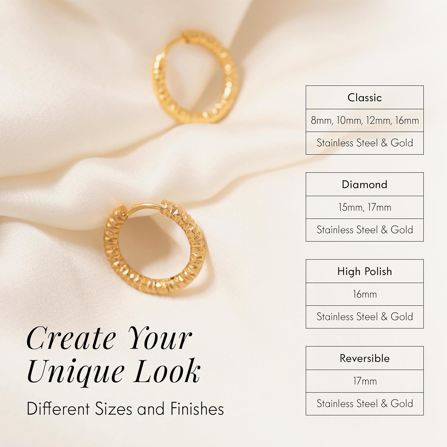 18K Gold Plated Huggie Hoop Earrings, Classic Round Waterproof Hoops, Hypoallergenic Stainless Steel, Lightweight Stackable Earrings for Women, Multiple Sizes - Image 4