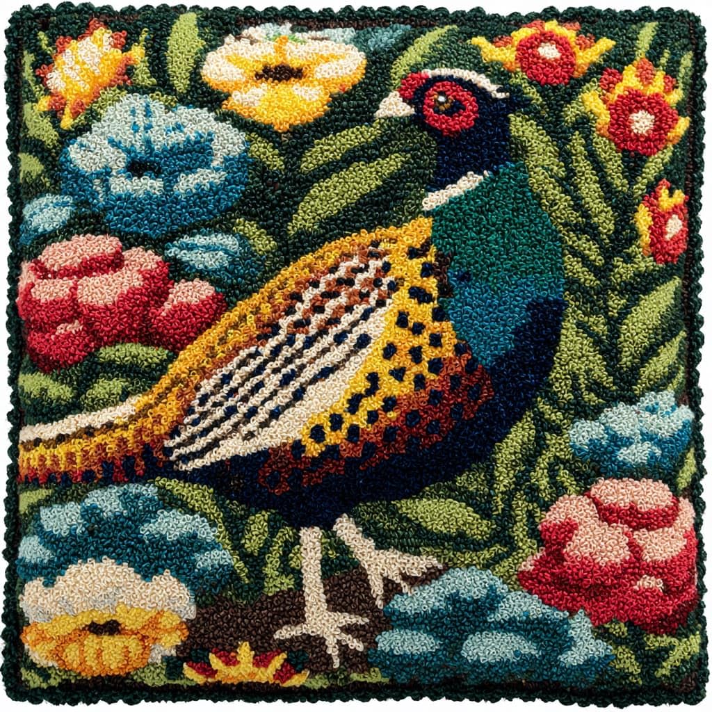 Wallustrioaw Latch Hook Cushions-H Latch Hook Pillow Case Kits,Animal Pheasant