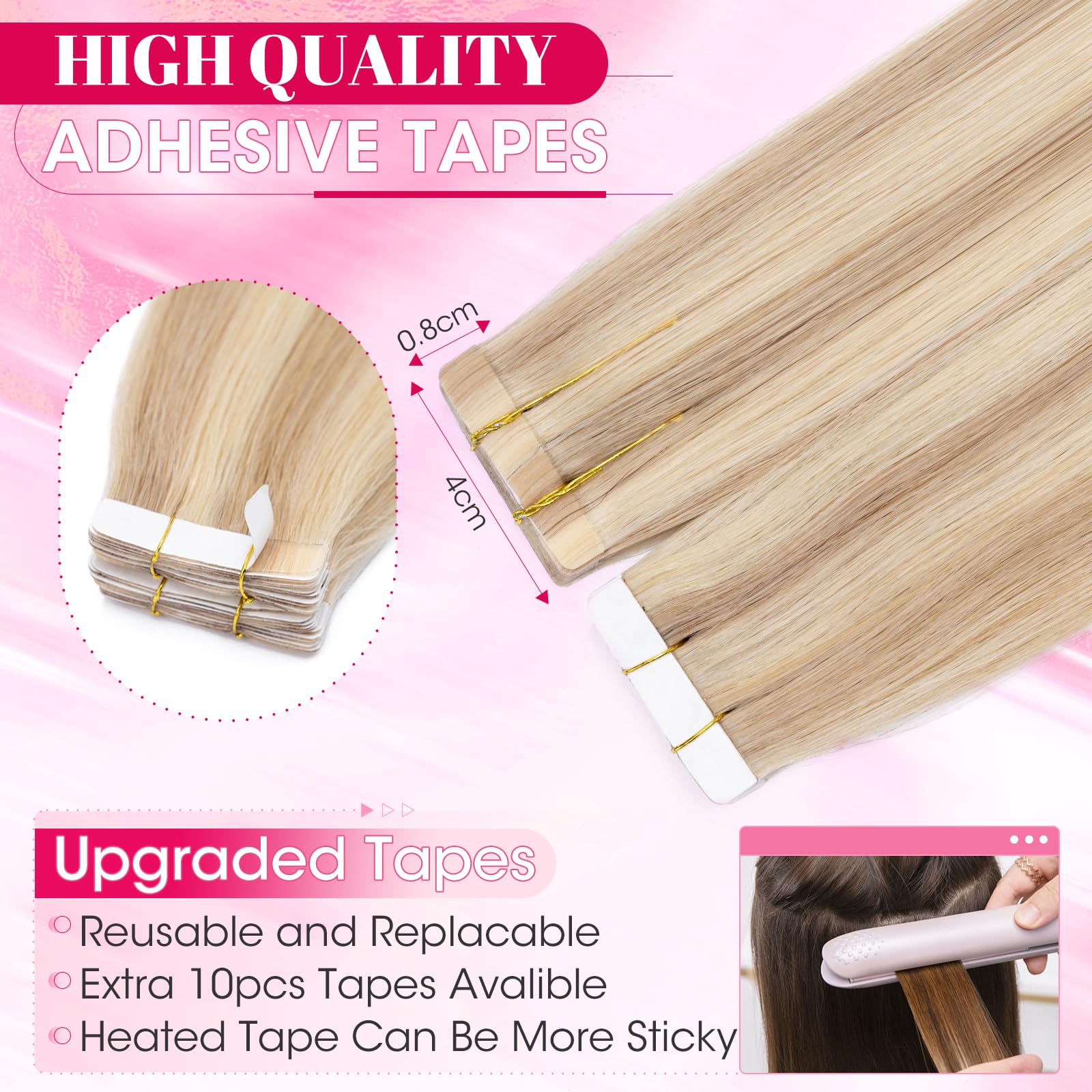 MY-LADY Seamless Invisible Tape Hair Extensions - Image 3