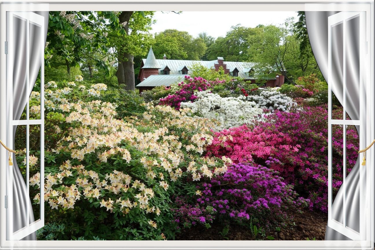 JVERF - JZZE29406 Sweden Gardens Rhododendron Sofiero Castle Gardens|  Self-Adhesive Open Window Wall Sticker : Amazon.in: Home & Kitchen