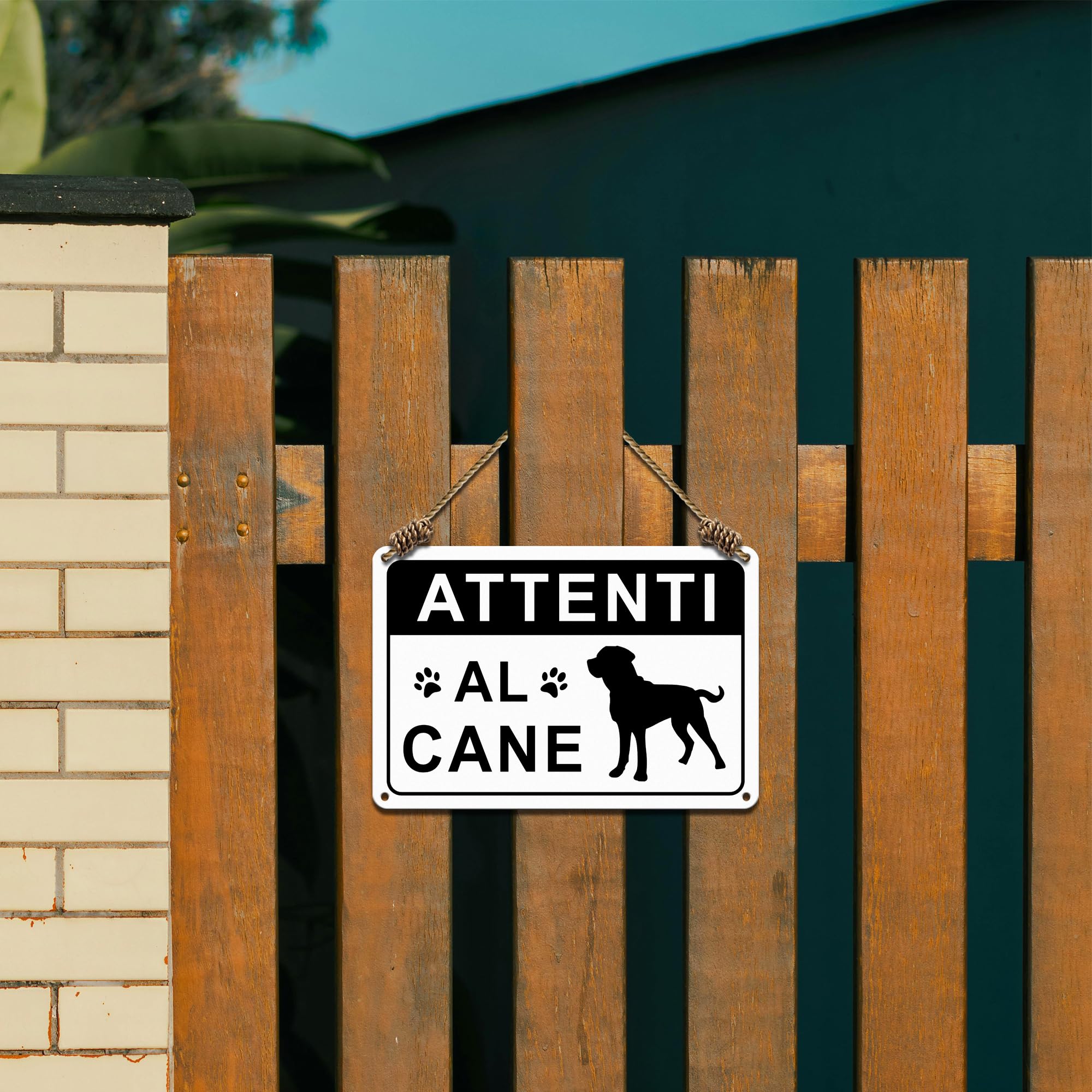 TAKULA Cartello Attenti al Cane Professionale 22x15cm - Alluminio Riflettente con Adesivo Forte - Impermeabile e Antigraffio - Ideale per Cancelli e Giardini
