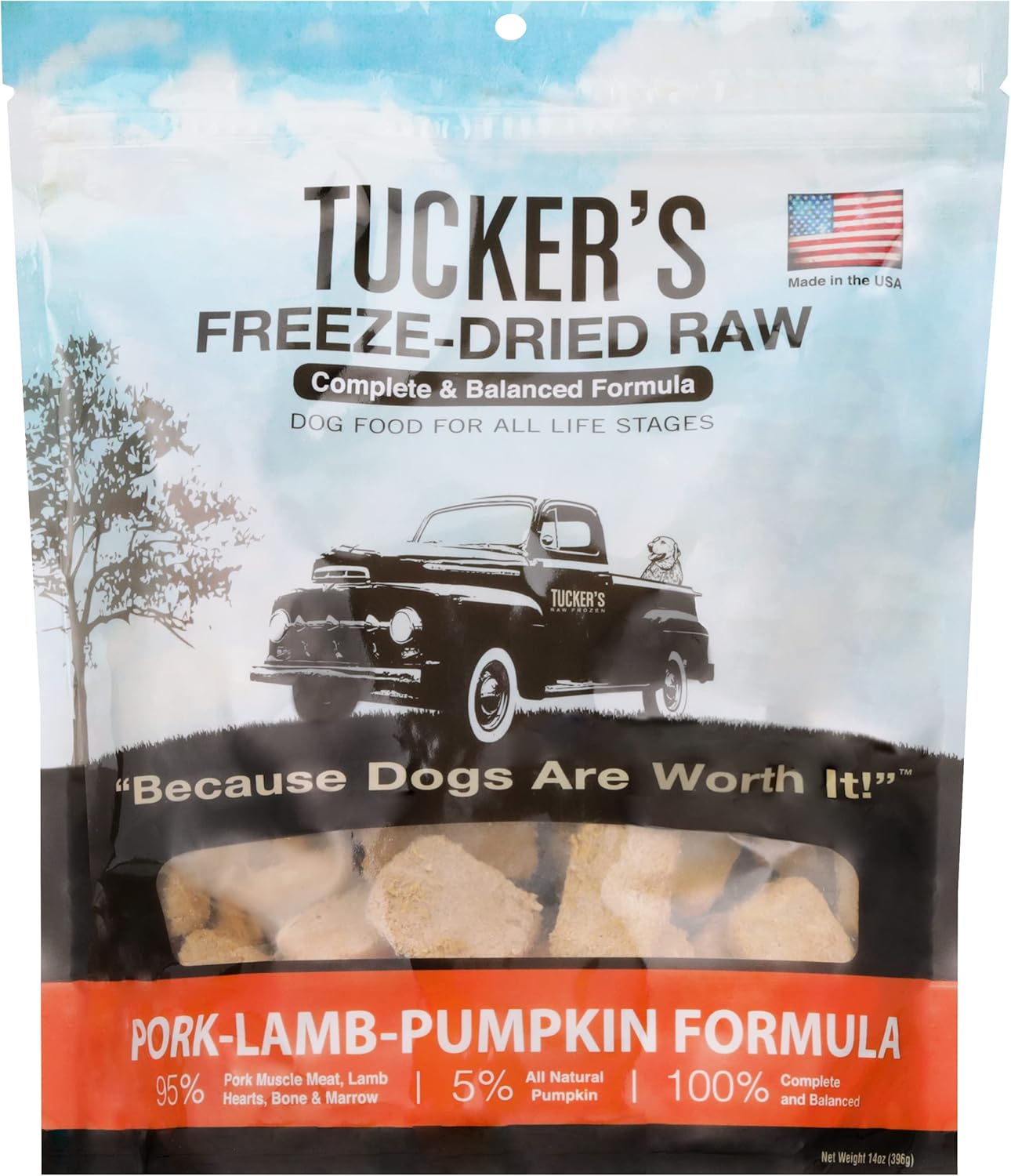 Tucker's Raw Frozen Freeze Dried Raw Dog Food, Pork, Lamb & Pumpkin Formula 14oz